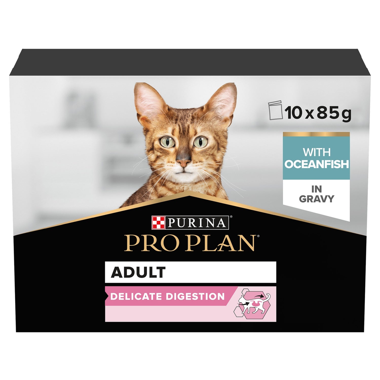 PRO PLAN NutriSavour Delicate Adult Wet Cat Food with Ocean Fish in Gravy 10x85g
