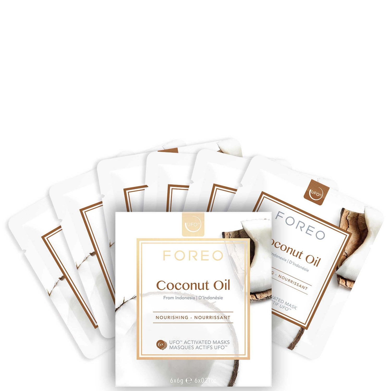 FOREO UFO Coconut Oil Mini Masque Visage Nourrissant pour Peaux Sèches (pack de 6)