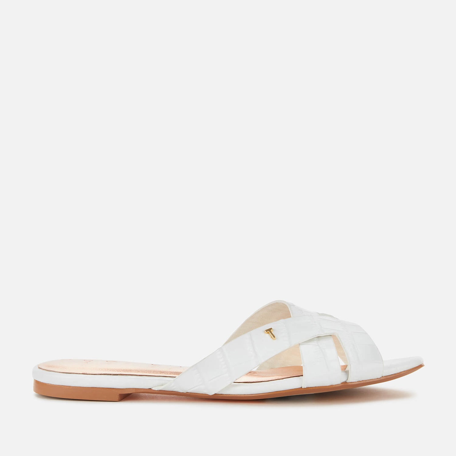 zelania leather croc effect flat sandal