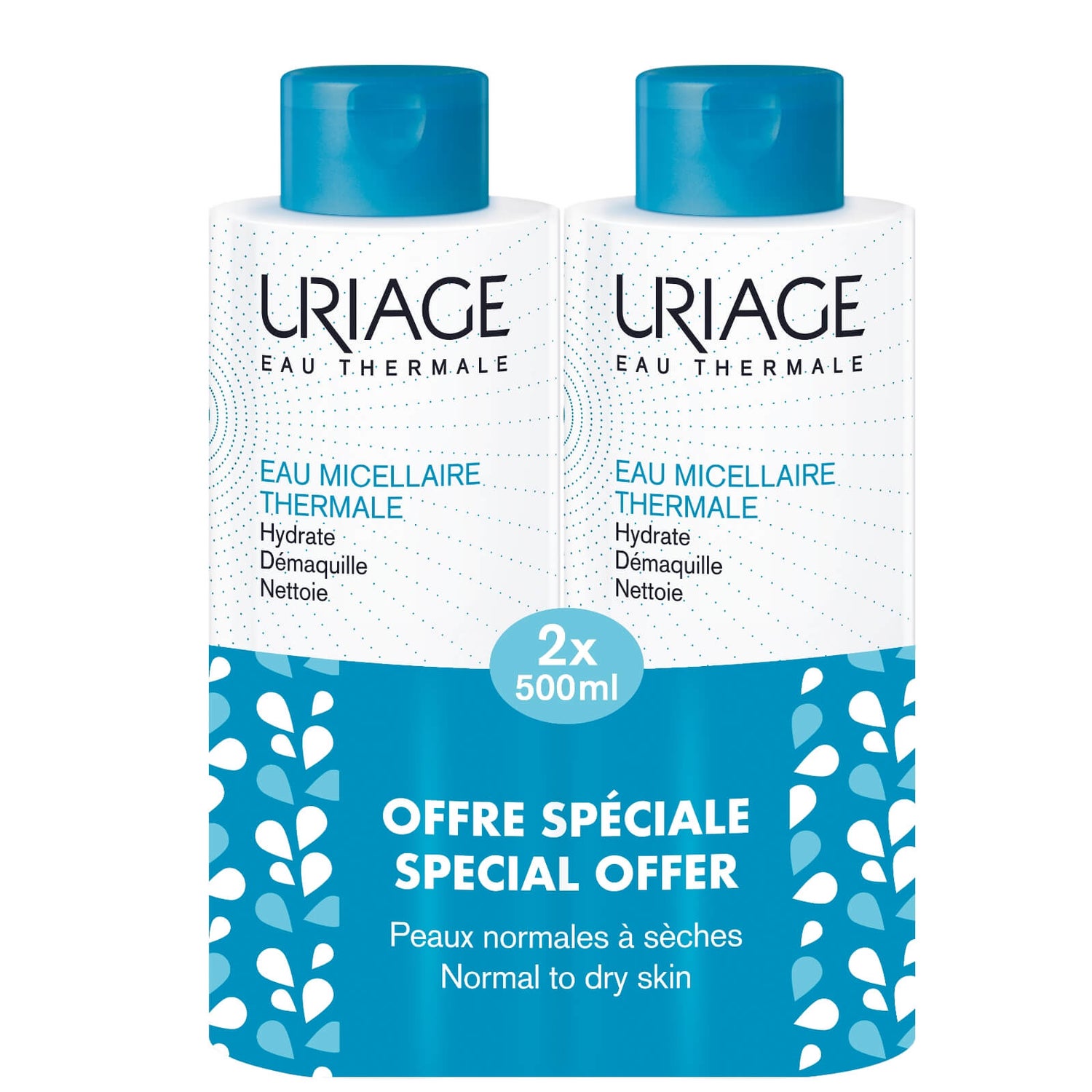 Uriage Thermal Micellar Water for Normal to Dry Skin 2 x 500ml (Special Offer)