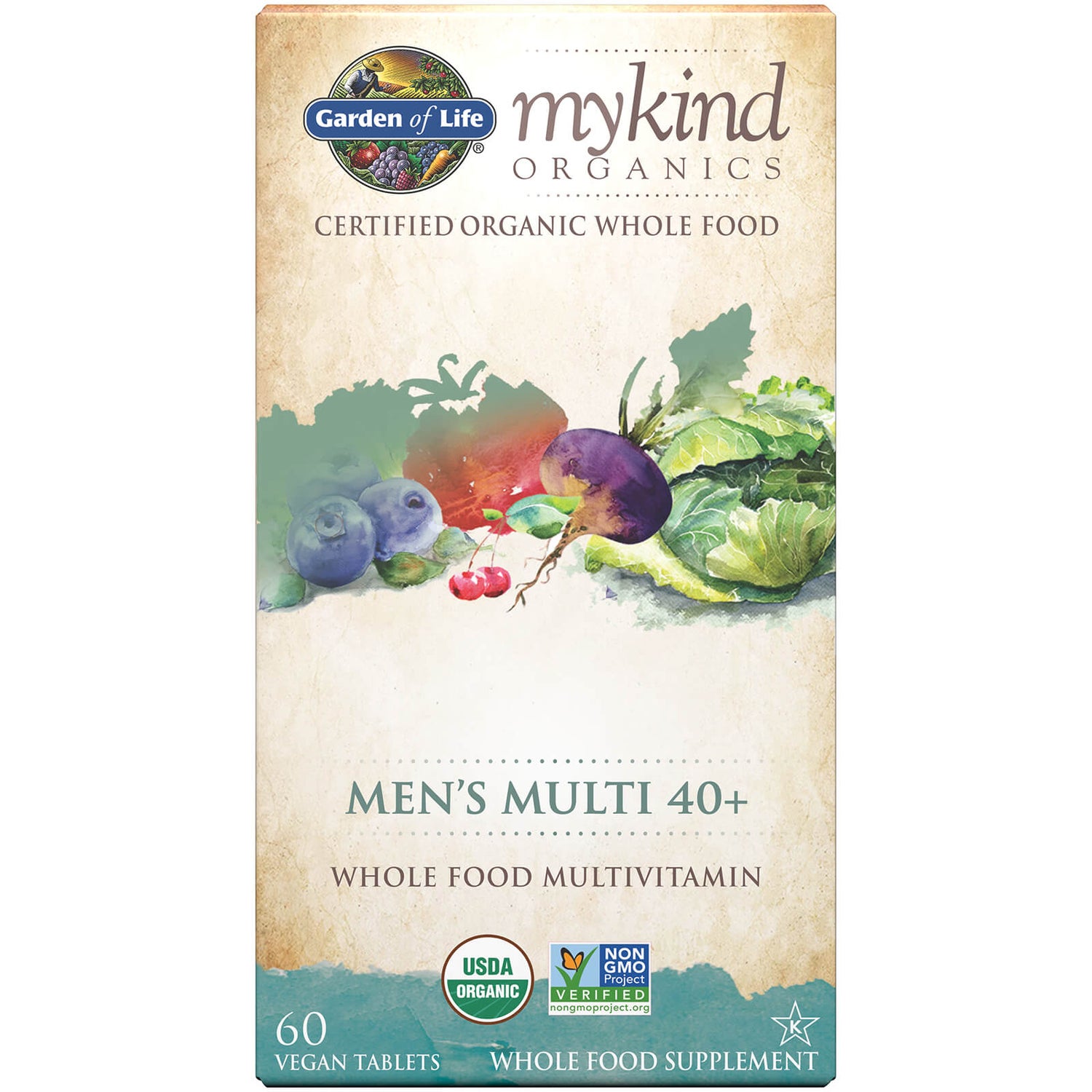 mykind Organics Multivitamines Hommes 40+ - 60 Comprimés