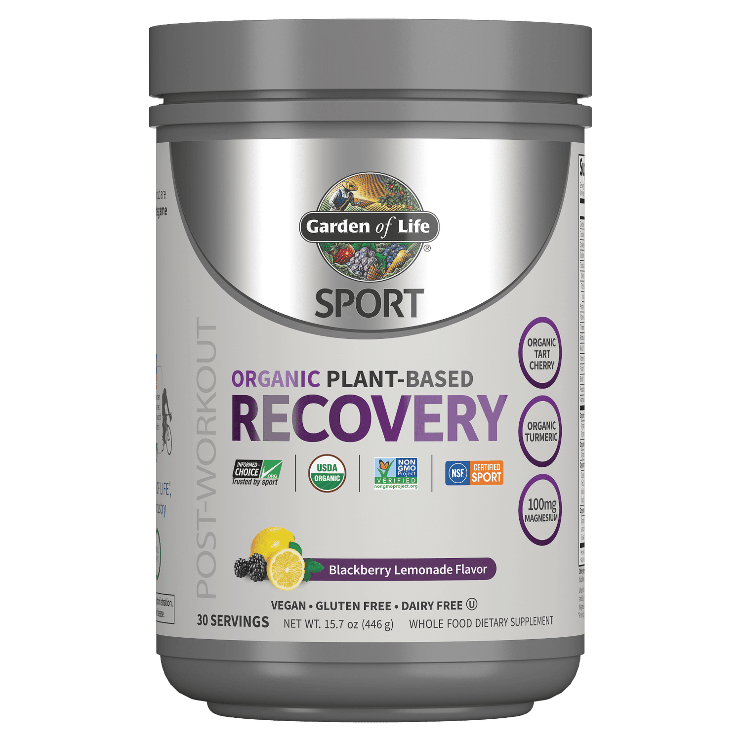 Sport Organic Pflanzen-Basierendes Recovery-Pulver Brombeer-Limonade 446g