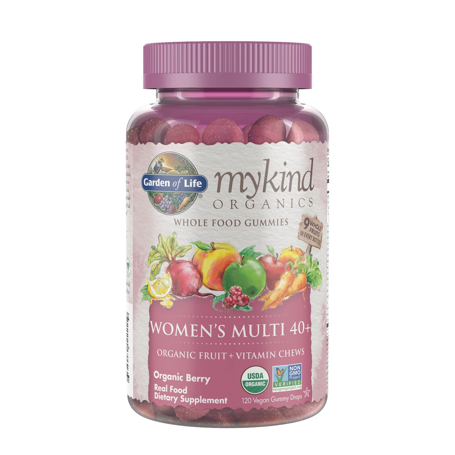 mykind Organics Women's 40 Multi - Frutos del bosque - 120 gominolas
