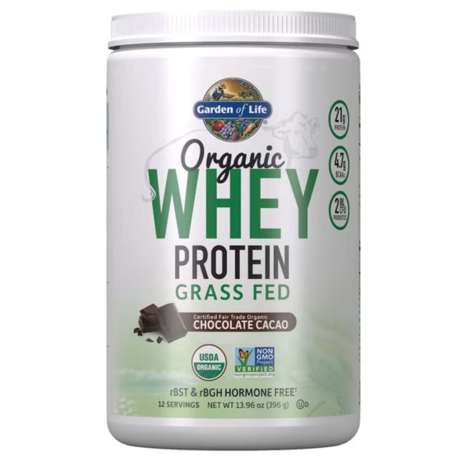 Garden of Life Organic Grass Fed Chocolate Whey Protein - 396g