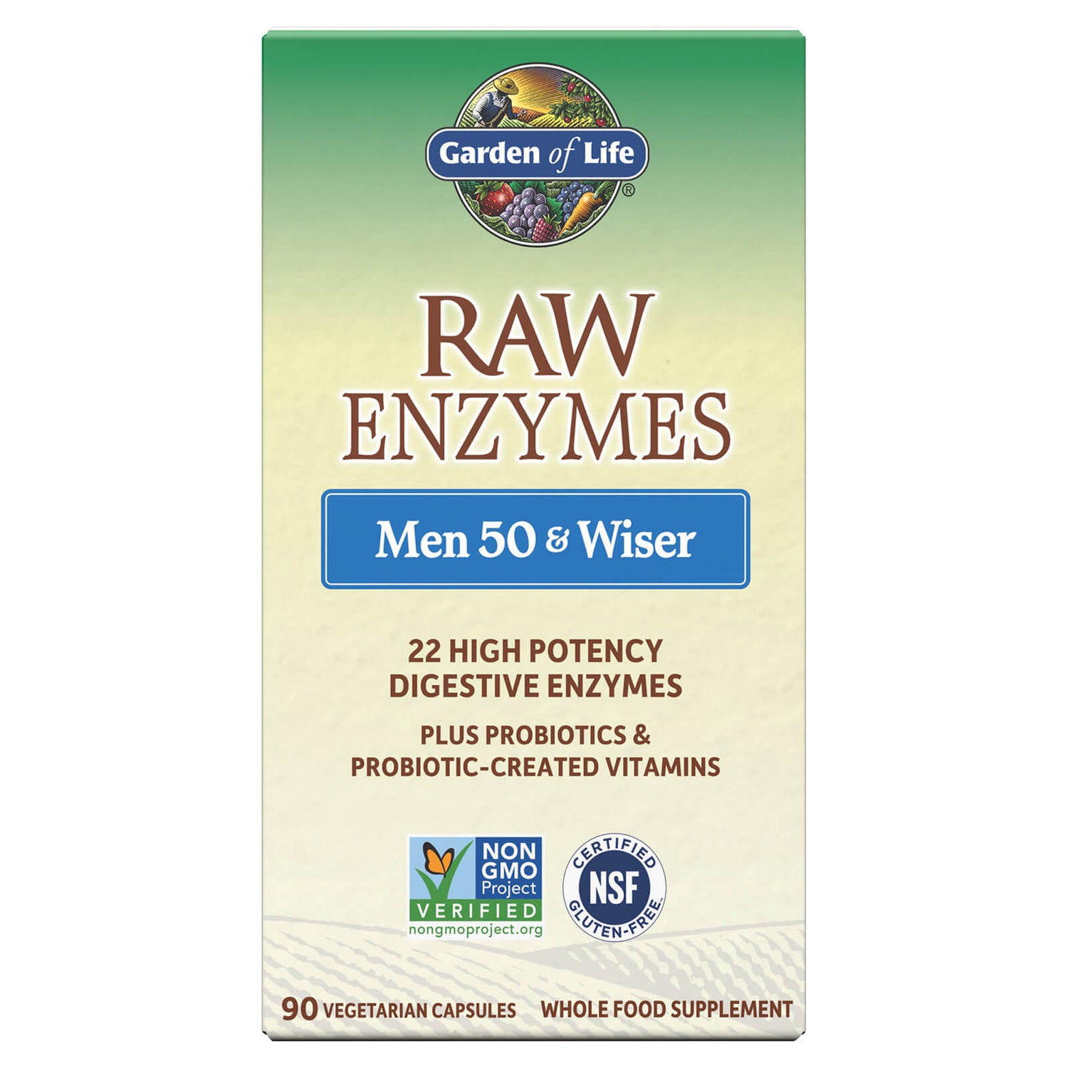 Garden of Life Raw Enzymes Men 50 and Wiser 90ct Capsules