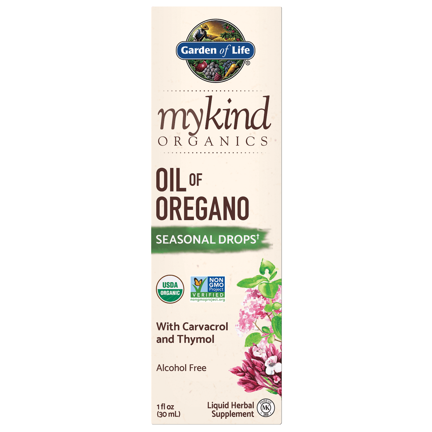 Gotas herbales de aceite de orégano mykind Organics - 30 ml