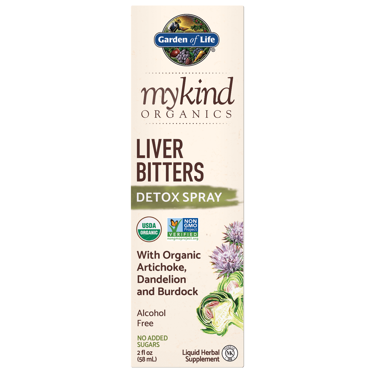 Spray détox amer à base de plantes pour le foie mykind Organics - 58 ml