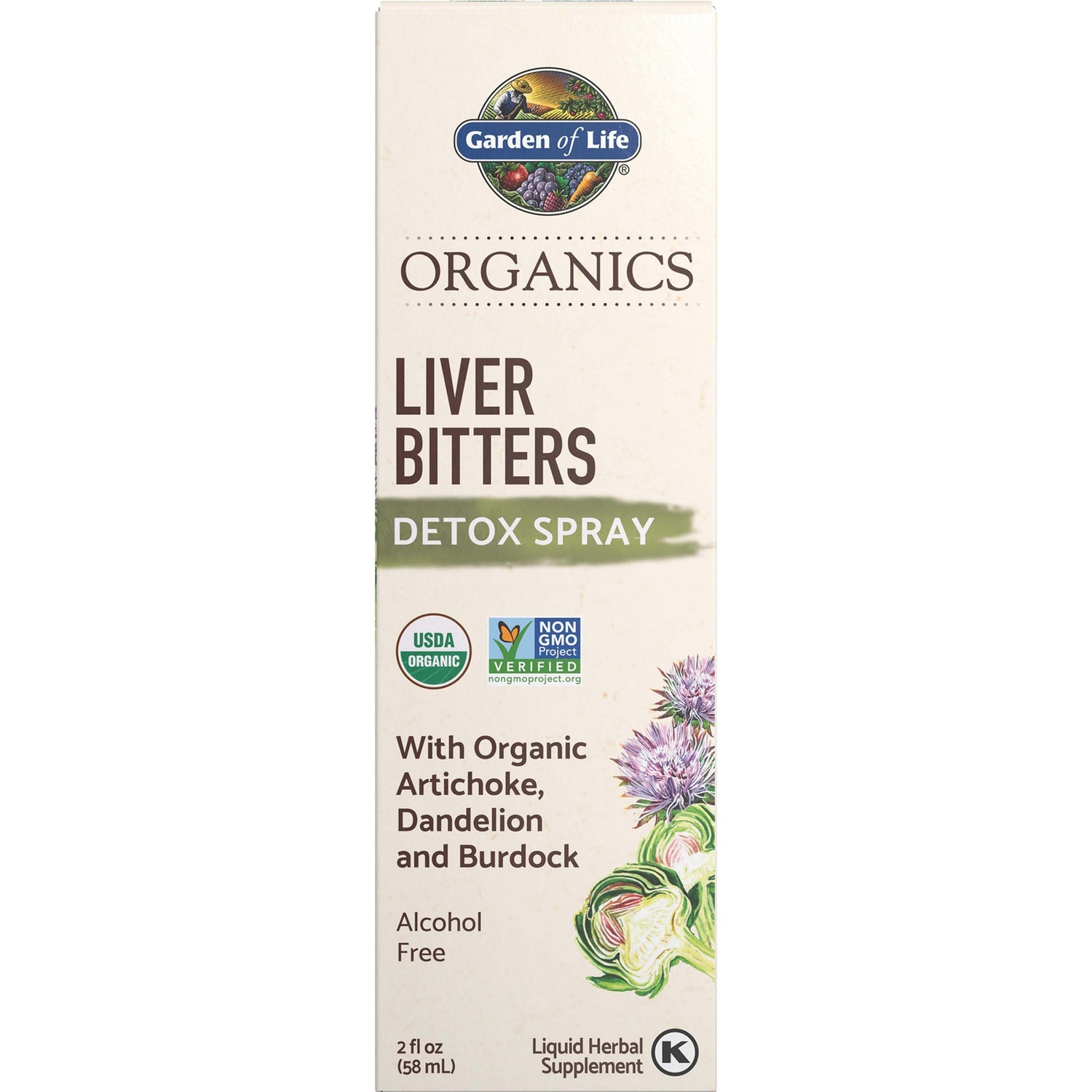 Spray détox amer à base de plantes pour le foie Organics - 58 ml