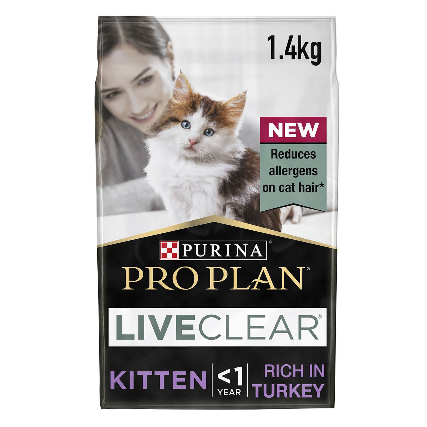 PRO PLAN LiveClear Cat-Allergen Reducing Kitten Dry Cat Food with Turkey 1.4kg