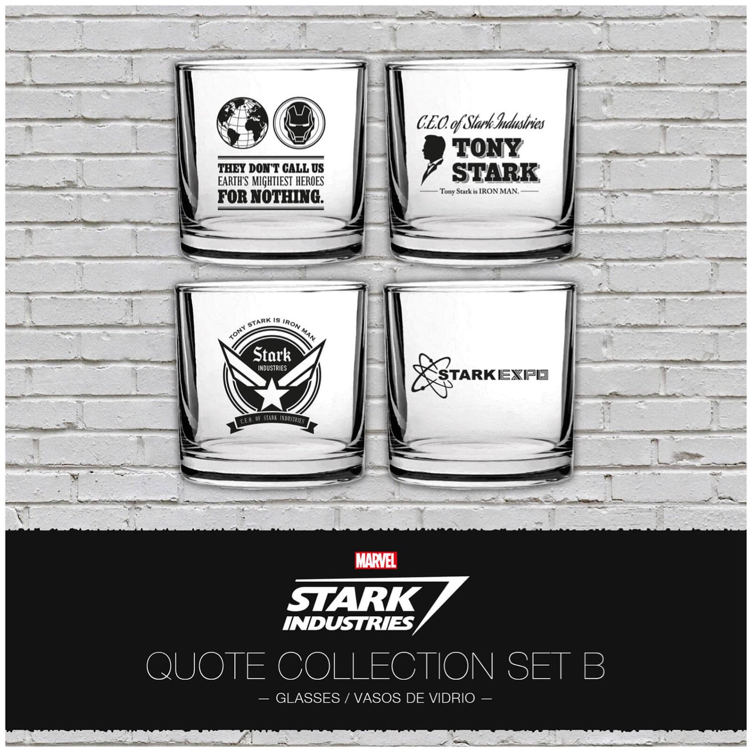 Marvel Iron Man Stark Industries Pack de 4 Verres Lot de 2