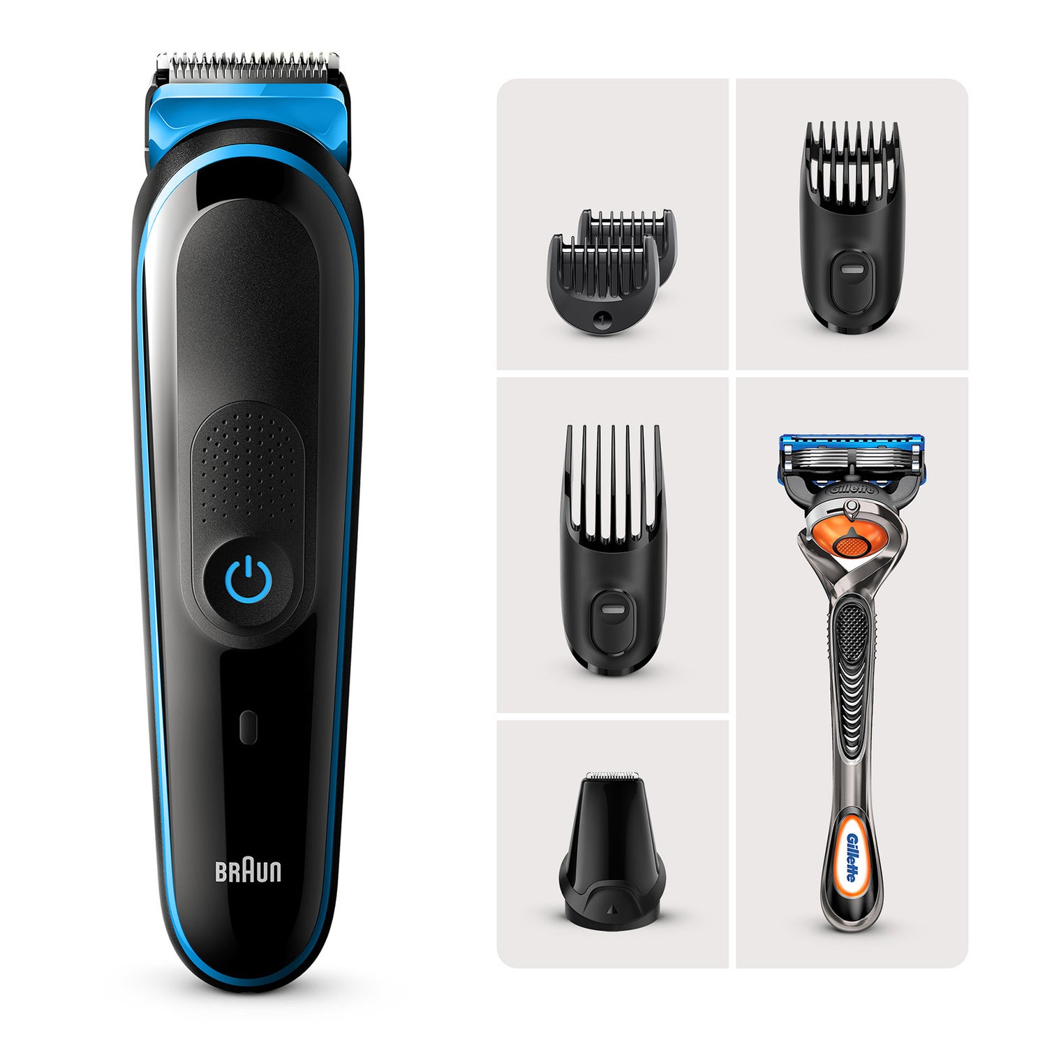 Braun 7-in-1 Styling Kit with 5 attachments and Gillette Razor
