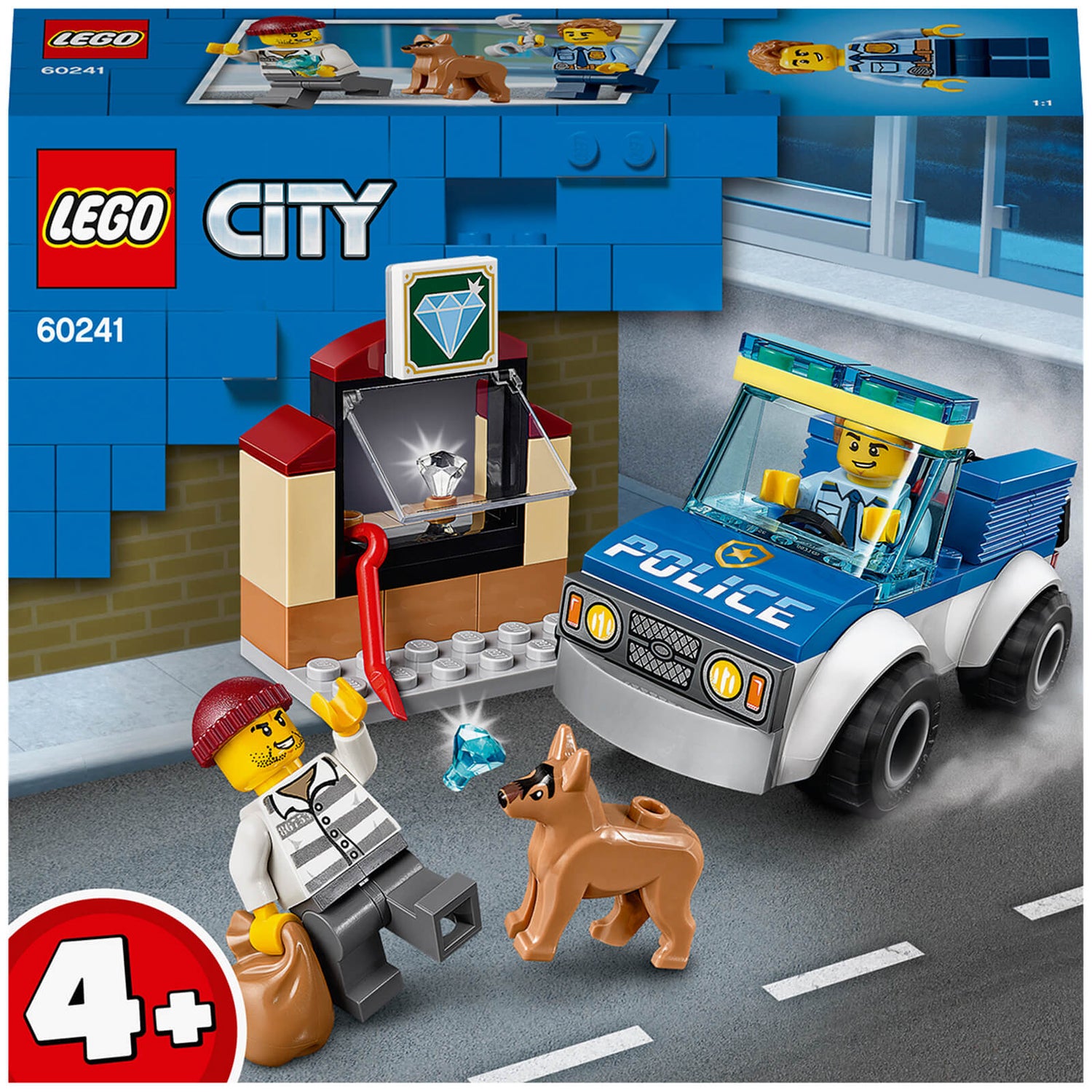 LEGO 4+ City : Ensemble de Jeu de Construction L'unité cynophile de la police (60241)
