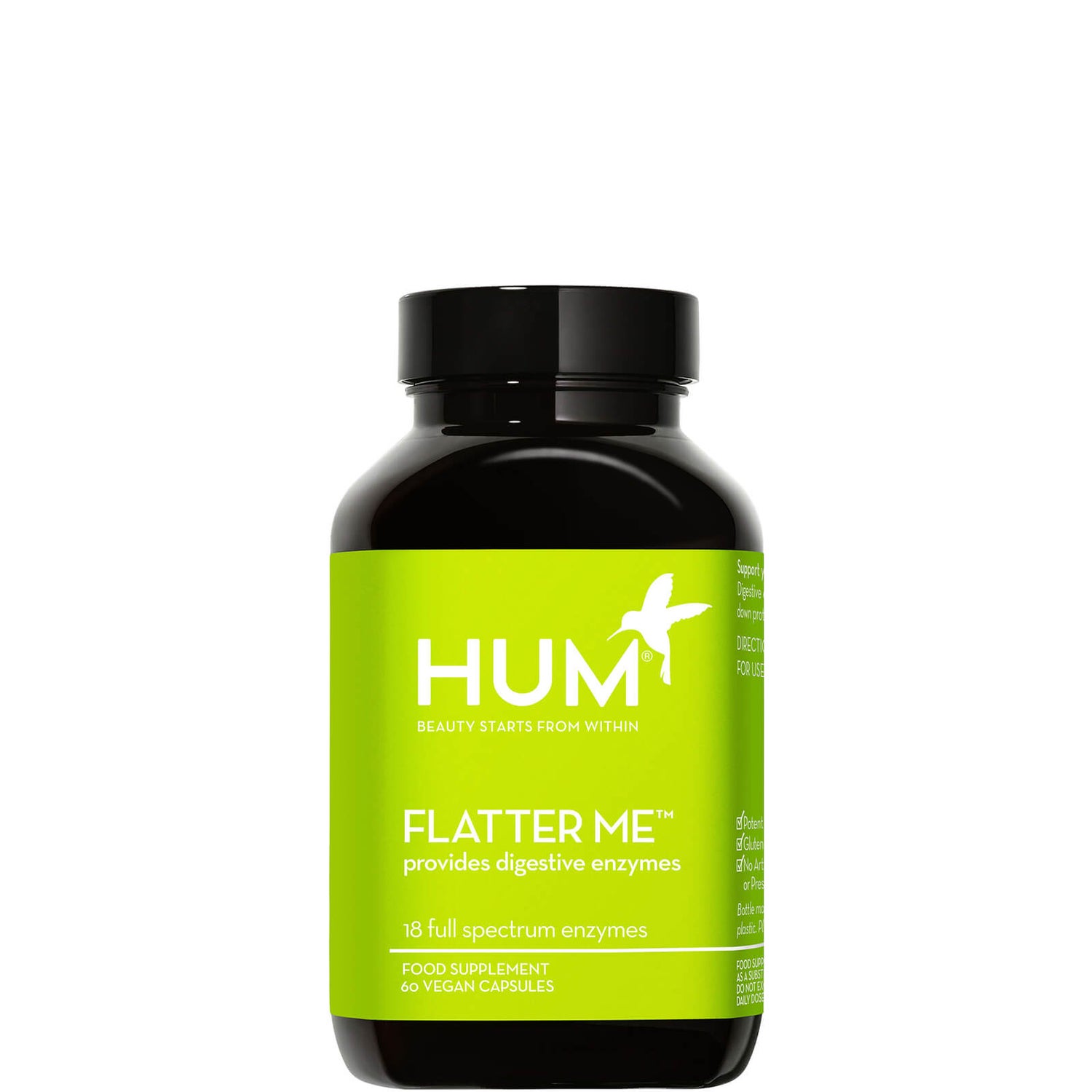 HUM Nutrition Flatter Me Healthy Digestion Supplement (60 Vegan Capsules, 30 Days)