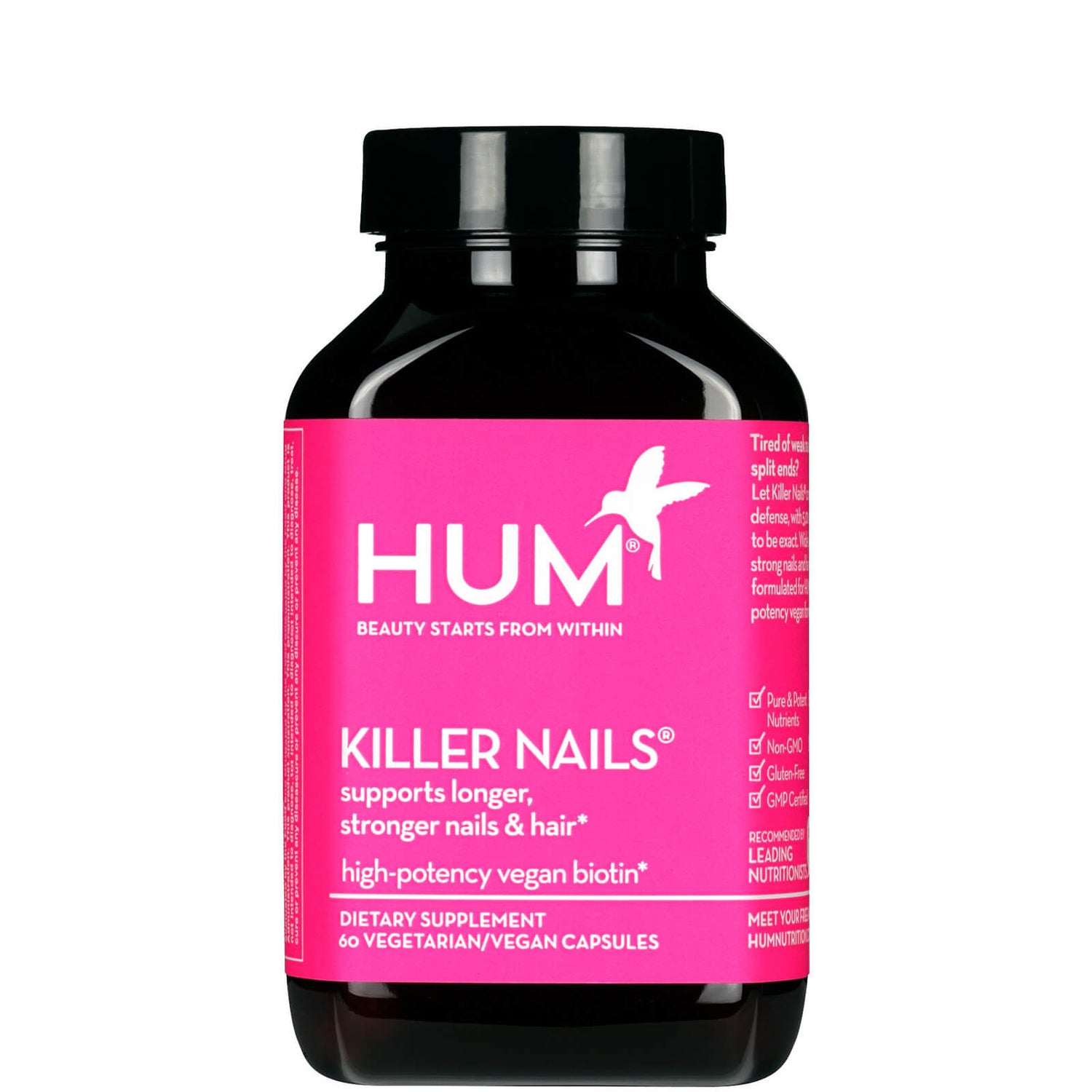 HUM Nutrition Killer Nails Stronger Nails and Hair Supplement (30 Vegan Capsules, 30 Days)
