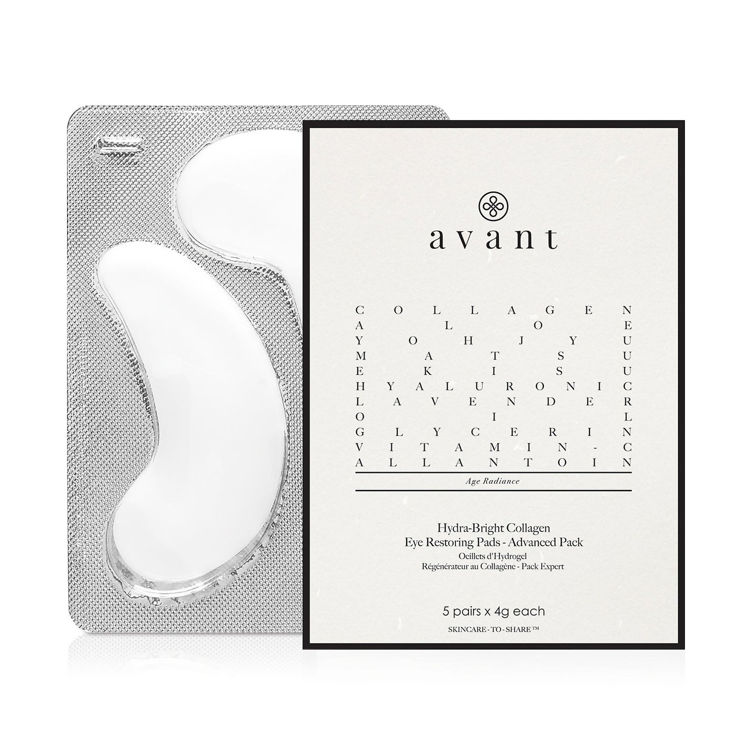 Avant Skincare Advanced Pack Hydra-Bright Collagen Eye Restoring Pads (Pack of 5 Pairs)
