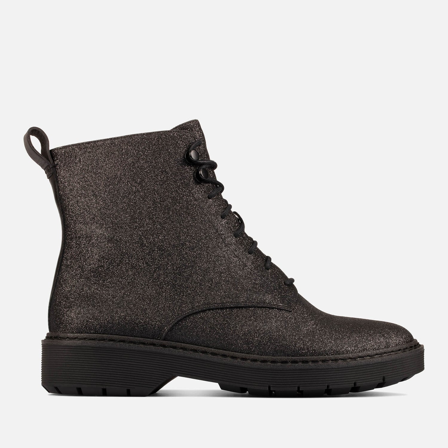 Clarks Women s Witcombe Hi 2 Glitter Leather Lace Up Boots Black Glitter TheHut