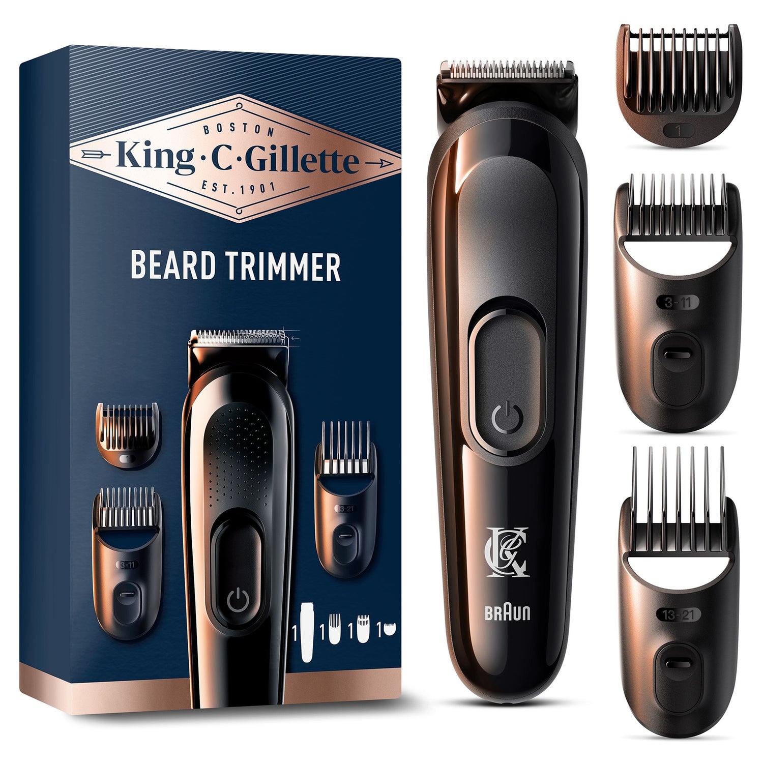 Gillette King C. Gillette Men's Wireless Beard Trimmer with 3 Combs