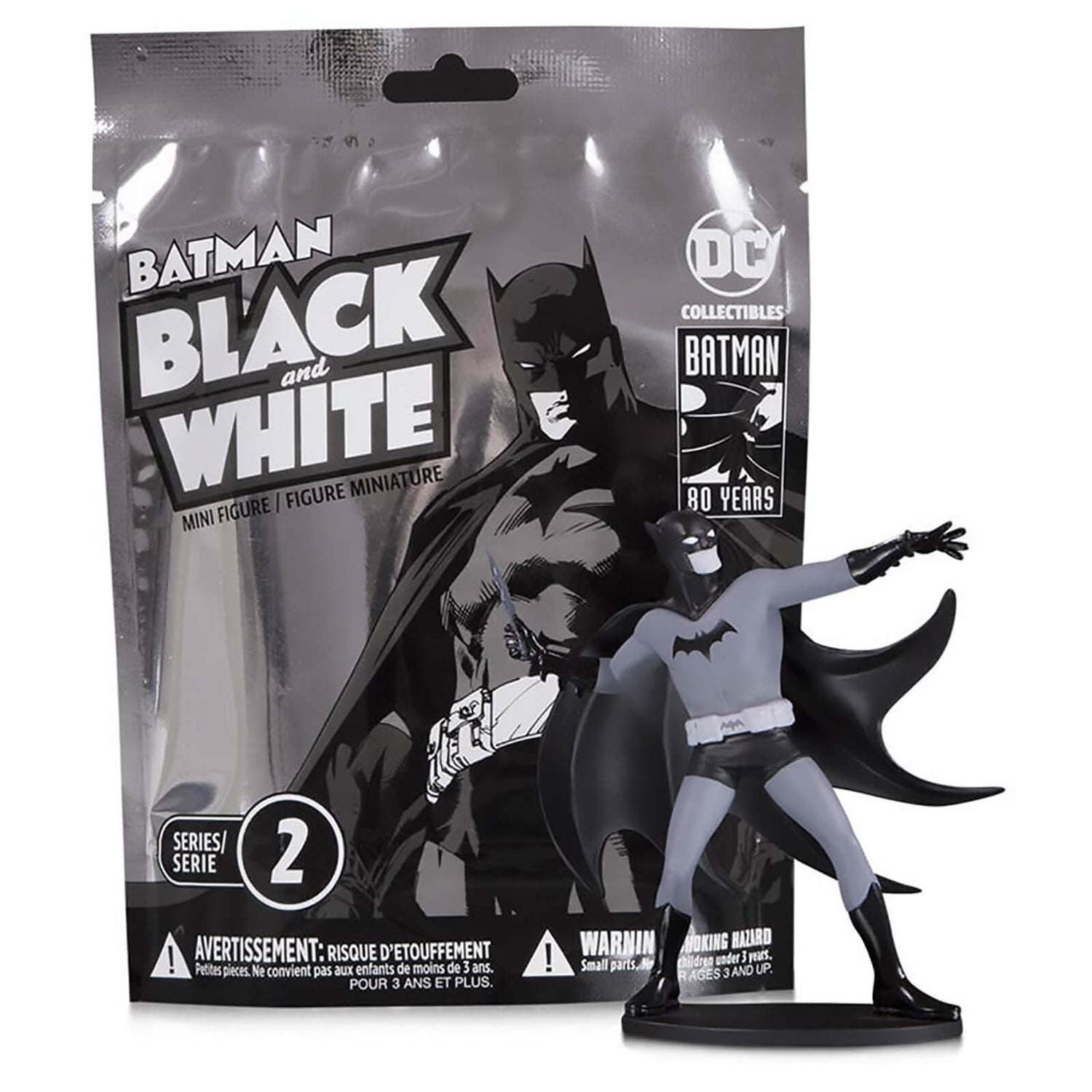 DC Collectibles DC Comics Batman Blind Bag Minifigur in Schwarz und Weiß - Welle 2 (Sortiment)