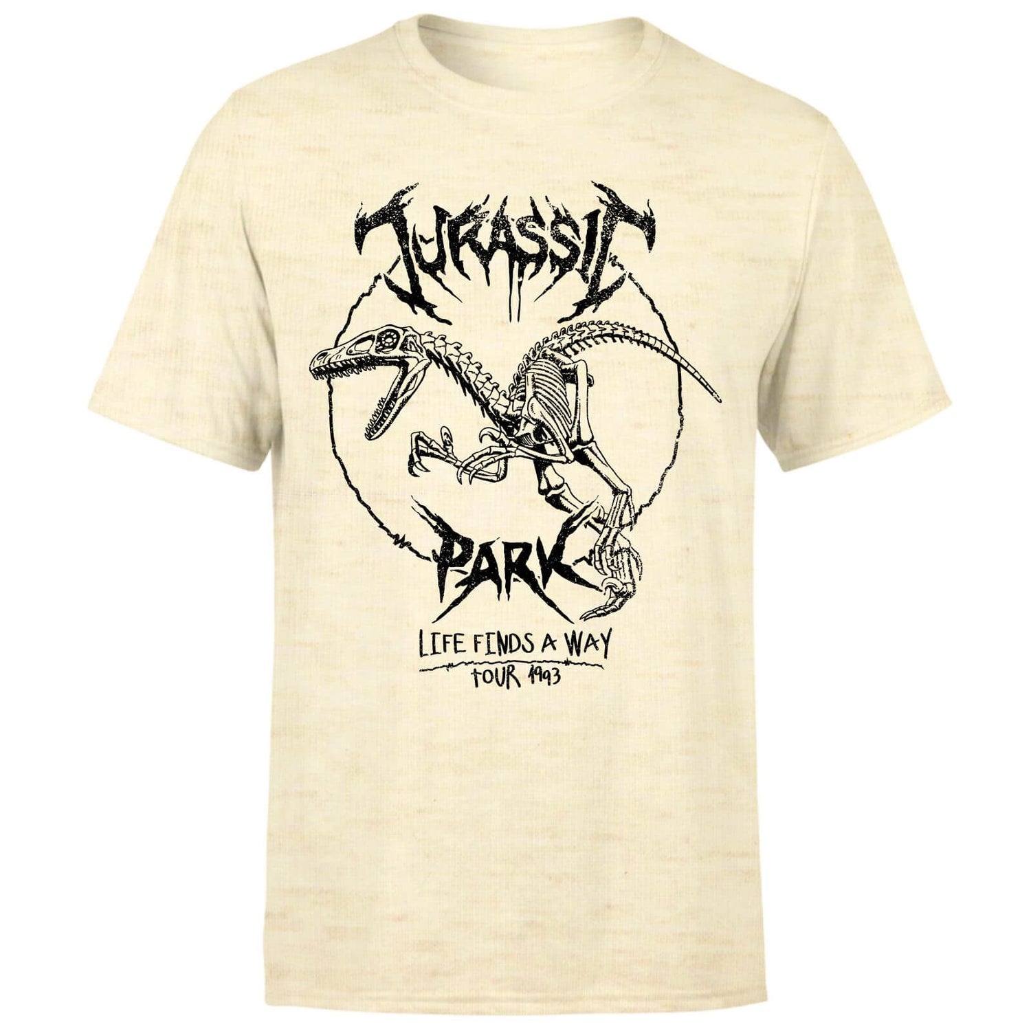 Jurassic Park Raptor Drawn Unisex T-Shirt - White Vintage Wash - M