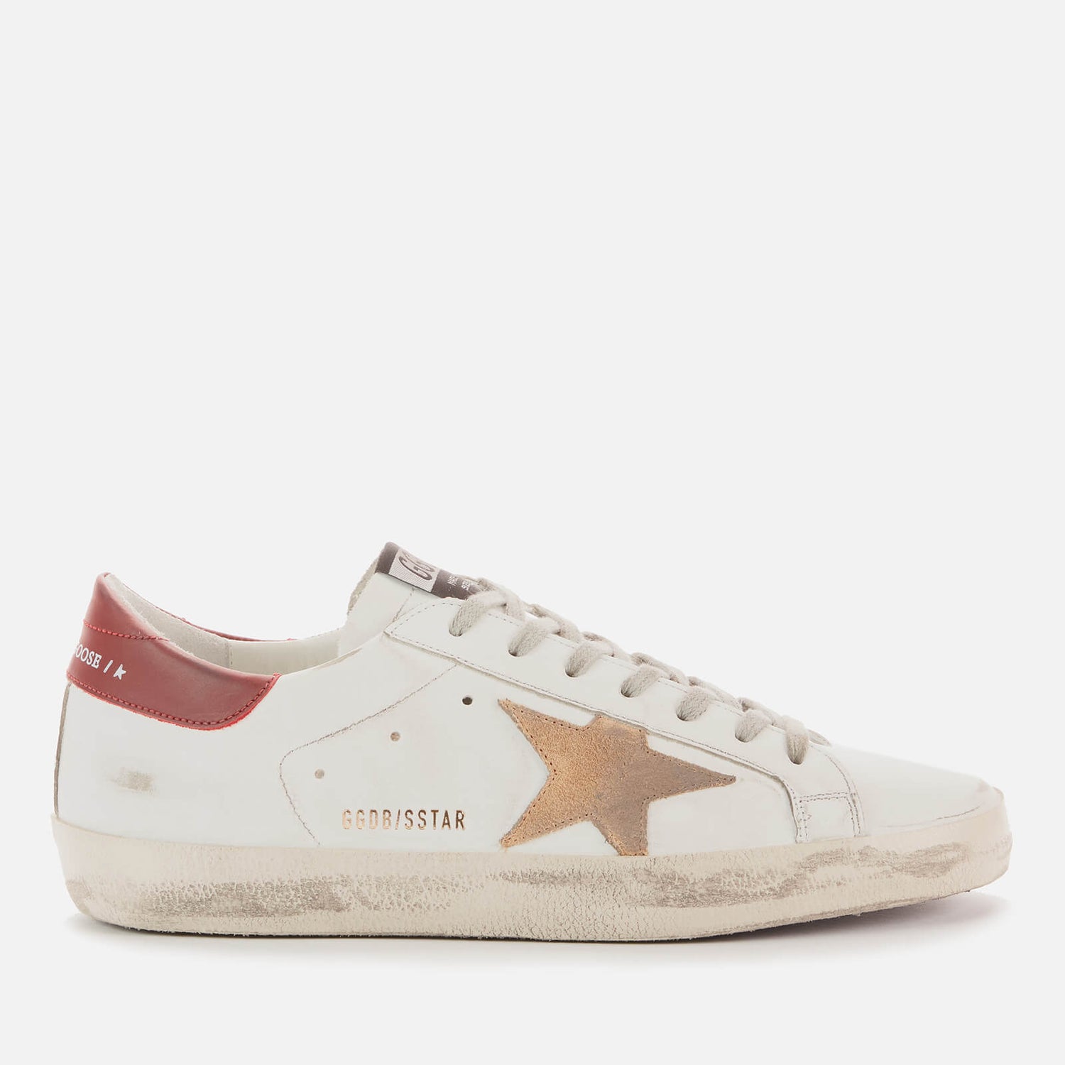Golden Goose Men's Superstar Leather Trainers - White/Cappuccino/Bordeaux