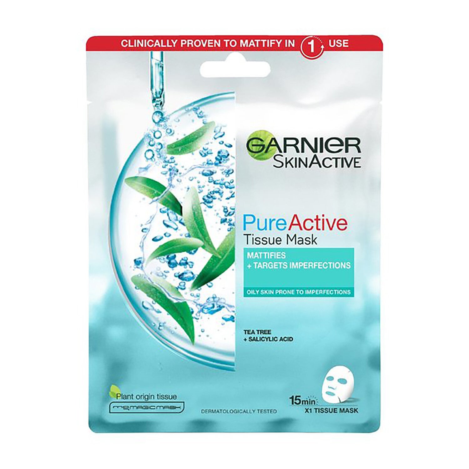 Garnier Pure Active Tea Tree and Salicylic Acid Sheet Mask 23g