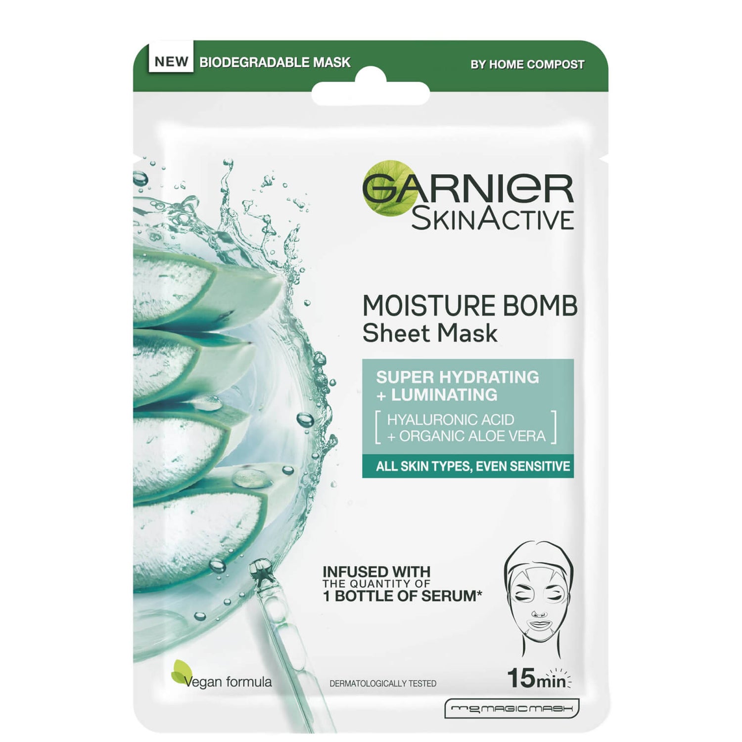 Masque tissu super hydratant anti-fatigue à l'acide hyaluronique et à l'Aloe Vera Garnier 32 g