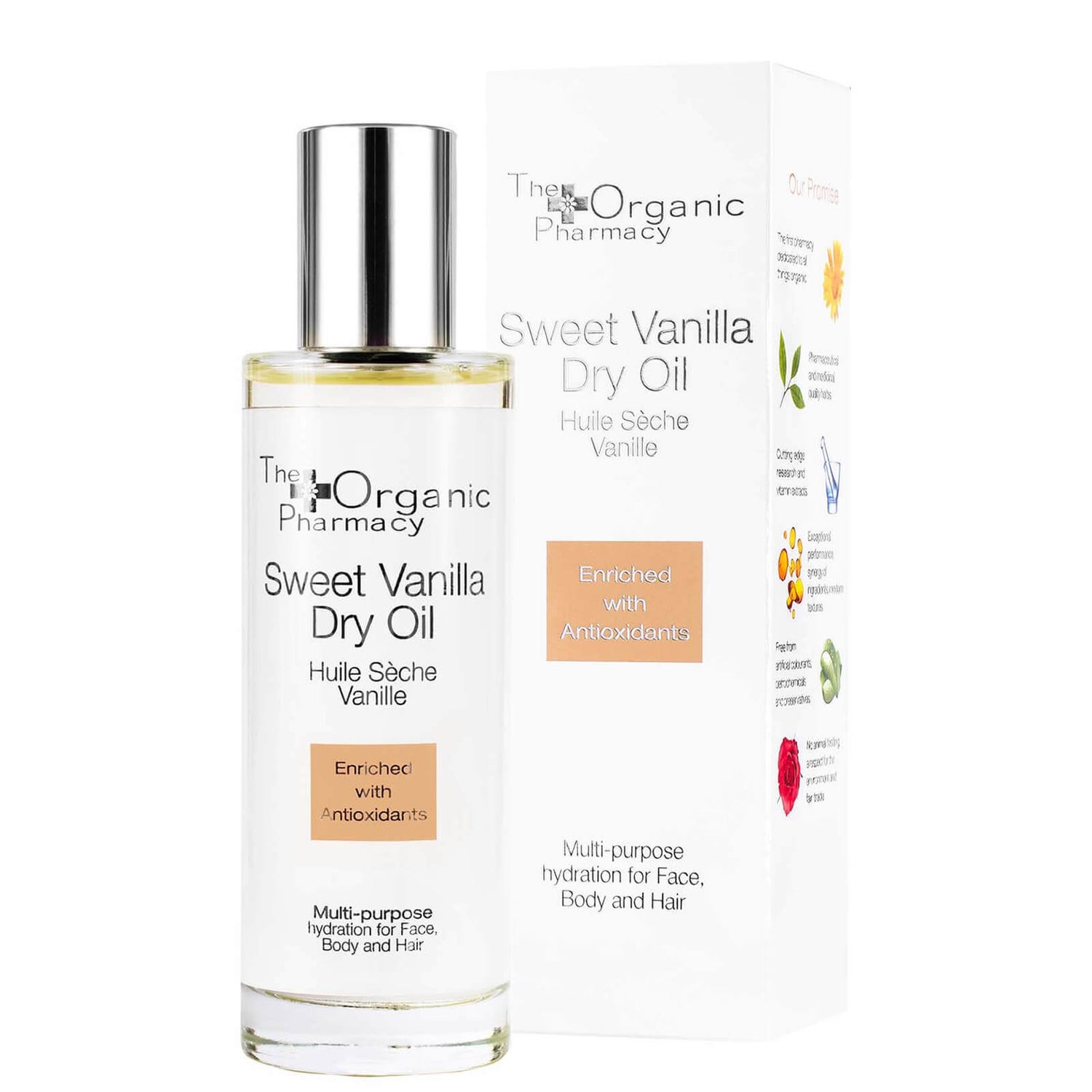 Сухое масло для тела и волос с экстрактом ванили The Organic Pharmacy Sweet Vanilla Dry Oil, 100 мл