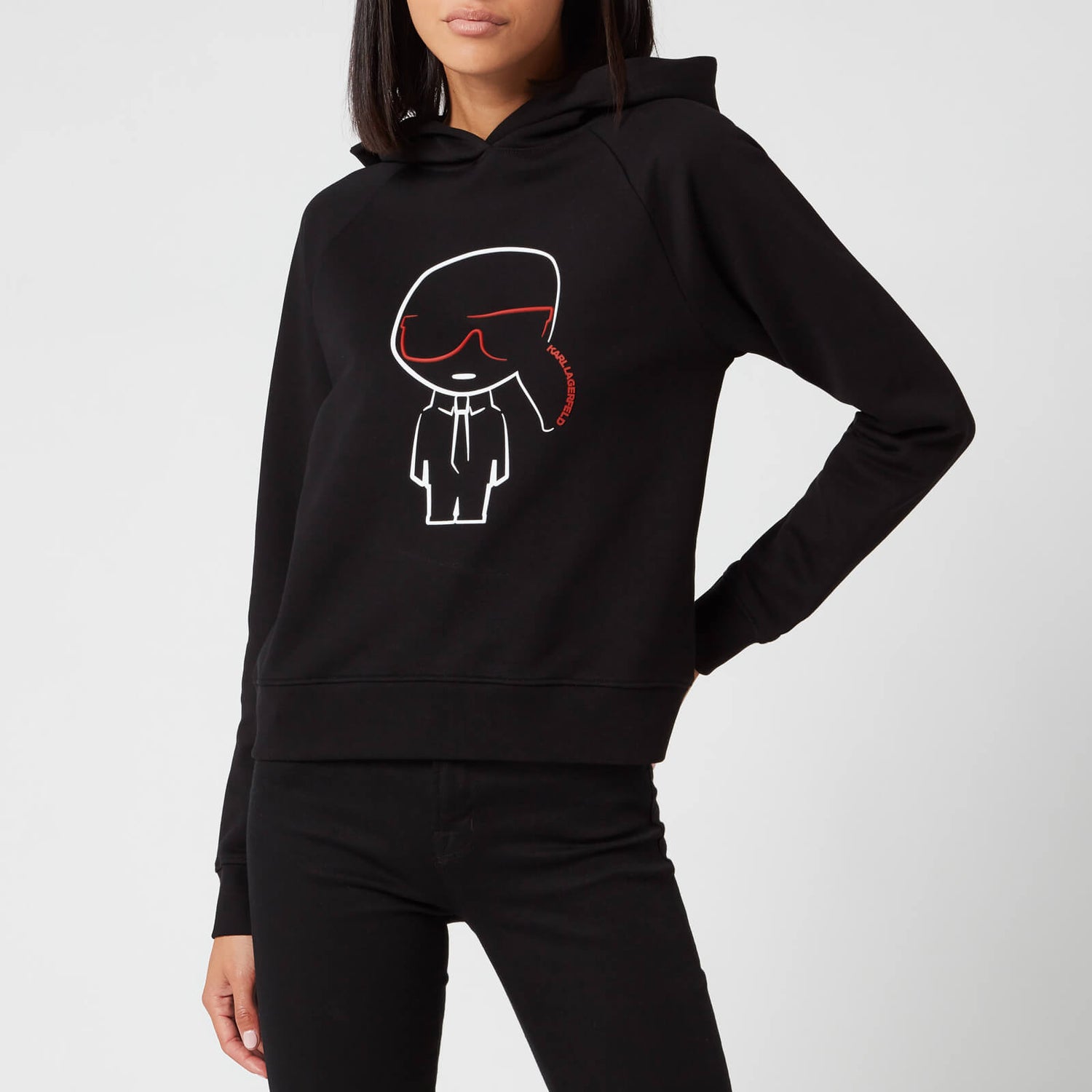 KARL LAGERFELD Women s Ikonic Karl Outline Hoodie Black TheHut
