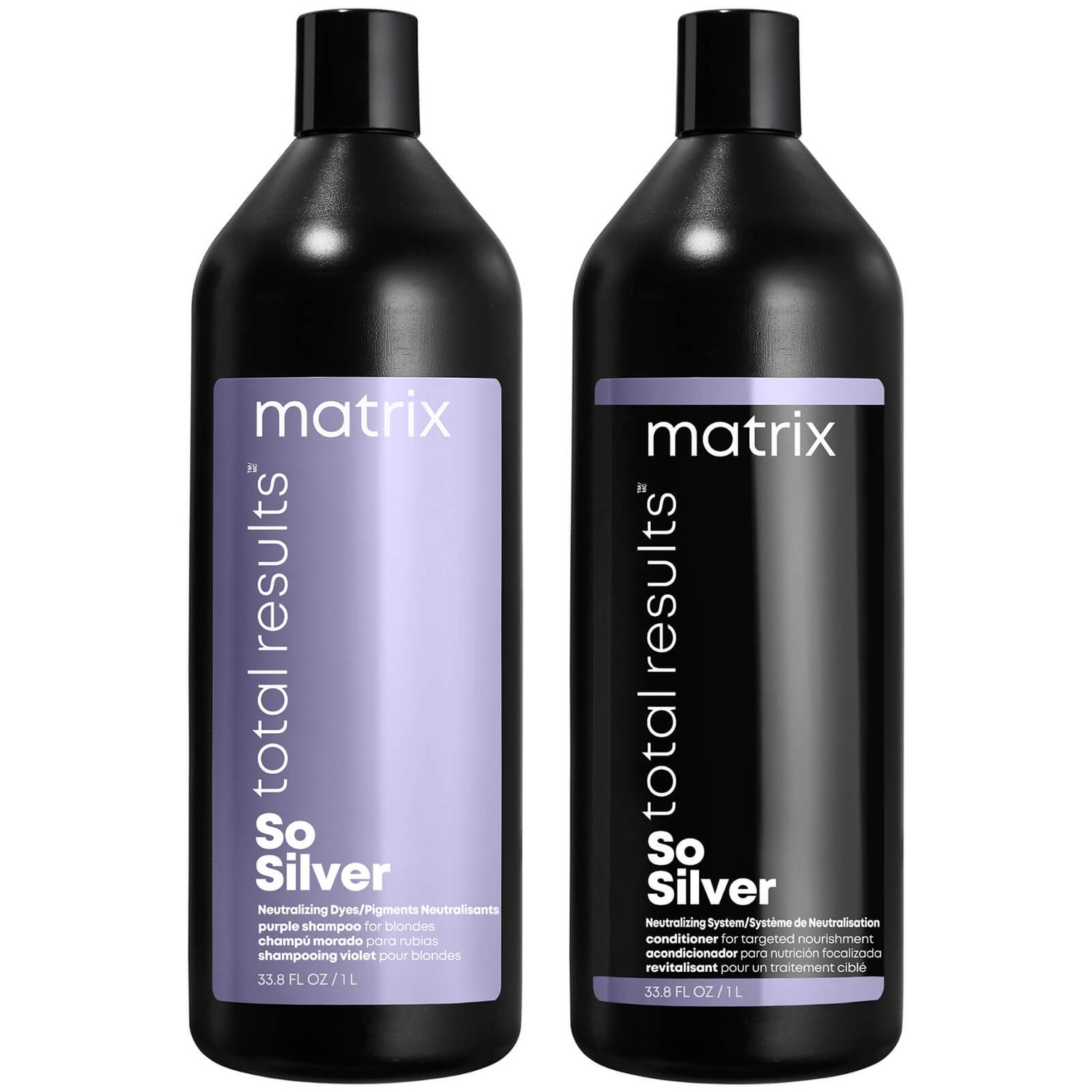 Matrix Total Results So Silver Purple Toning Shampoo and Conditioner 1000ml Duo for Blonde, Silver and Grey Hair