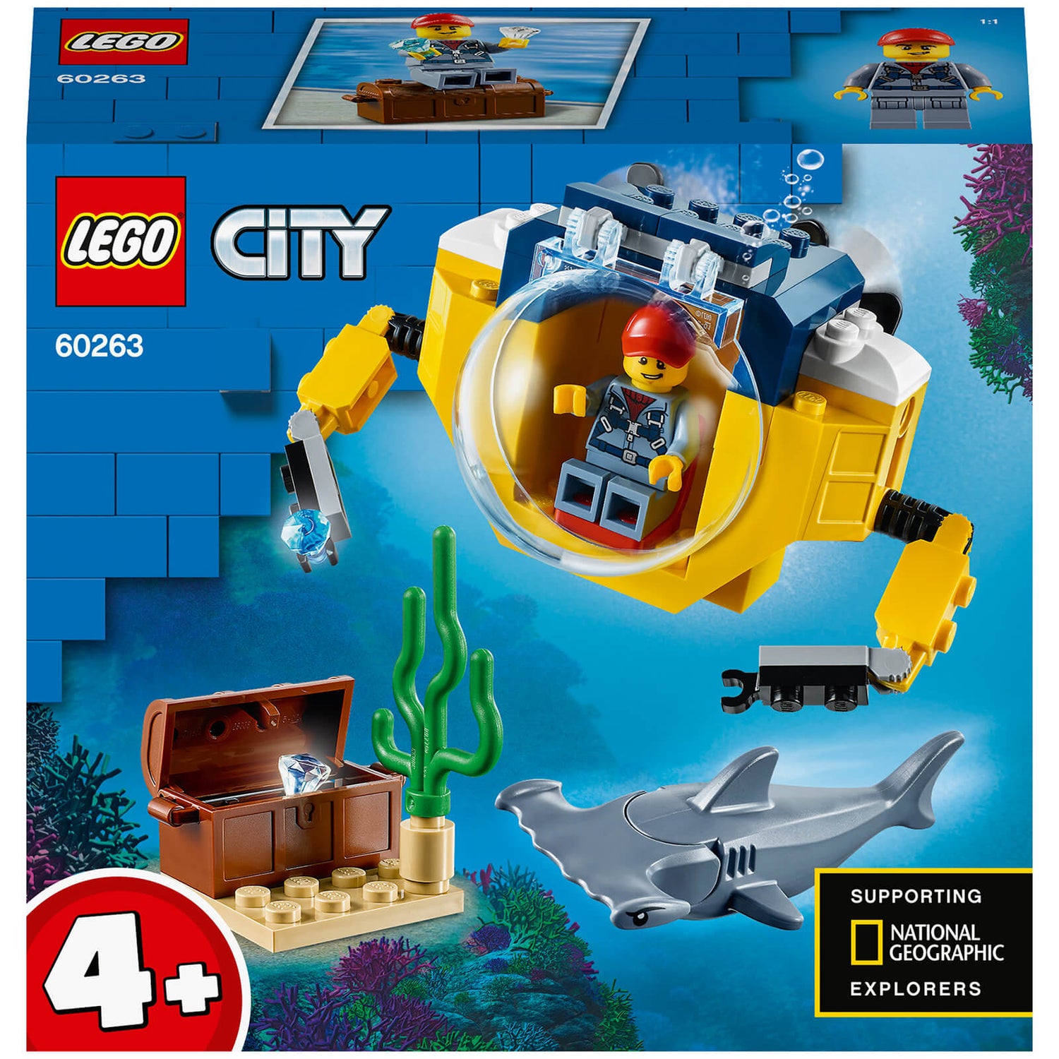 LEGO 60265 City La Base d’Exploration Océanique, sous-Marin et  Mini-Figurines Animaux Marins, Jouet pour Enfants de 6 Ans et Plus