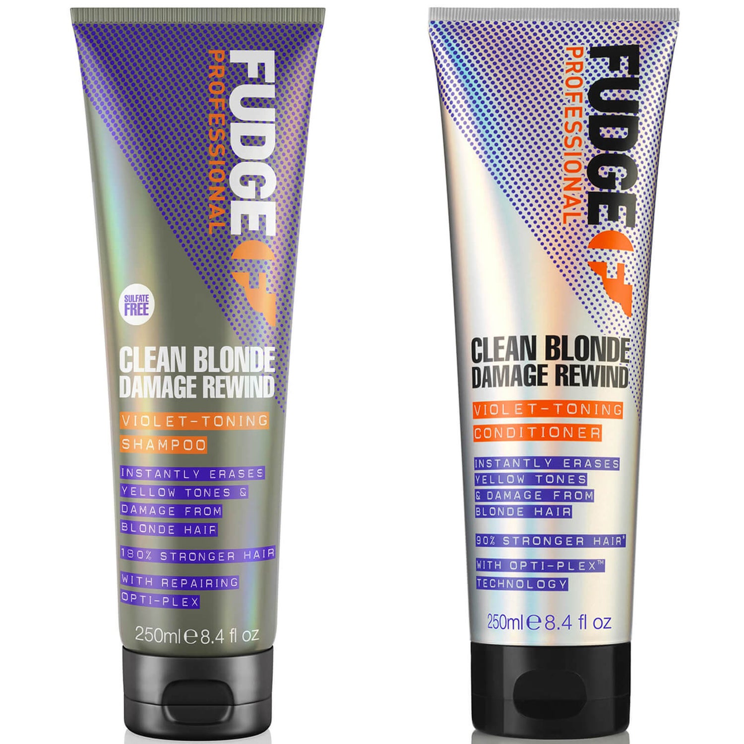Fudge Professional Clean Blonde Damage Rewind Violet-Toning Shampoo and Conditioner Bundle 250ml (Worth £30.00)