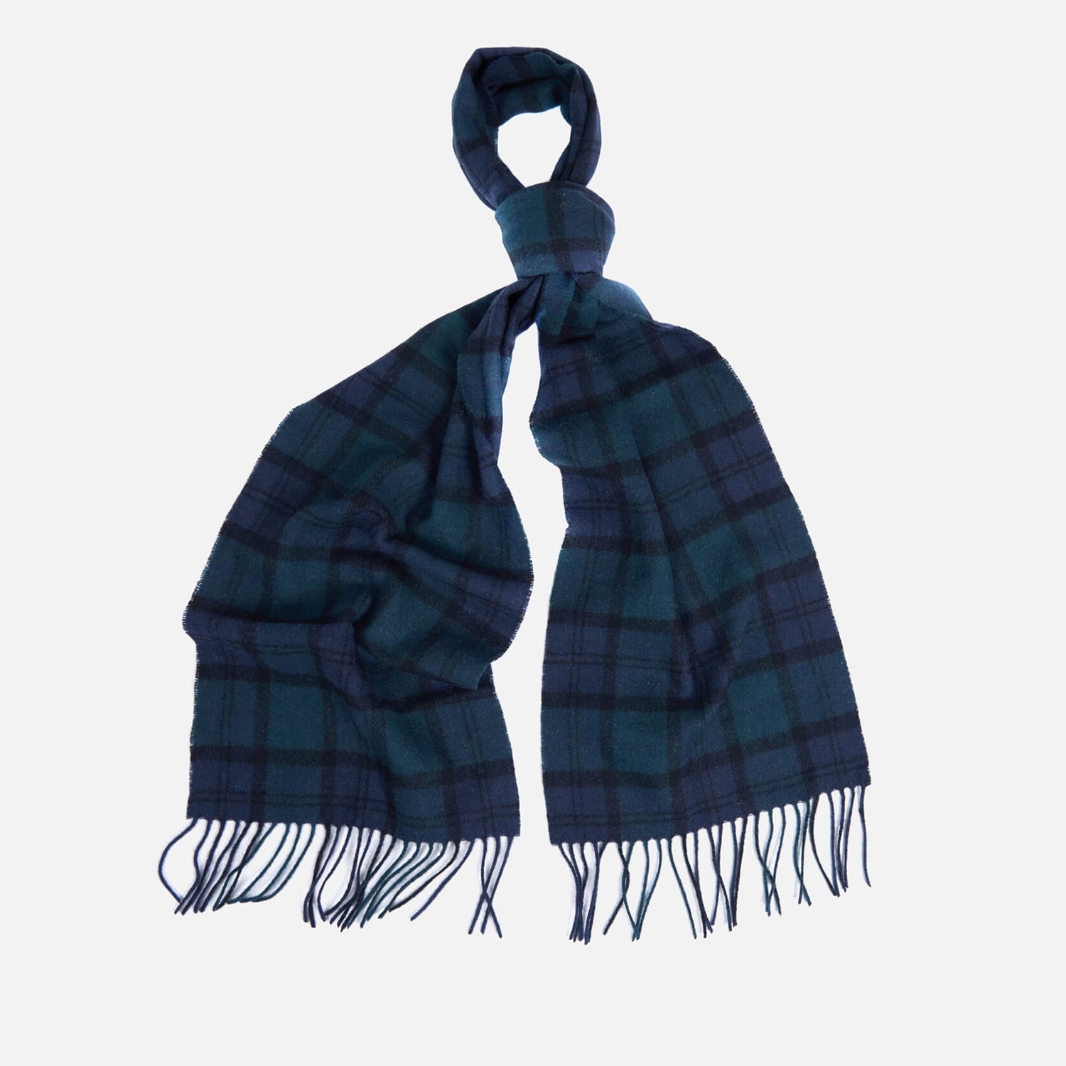 Barbour Men's Tartan Lambswool Scarf - Navy Watch