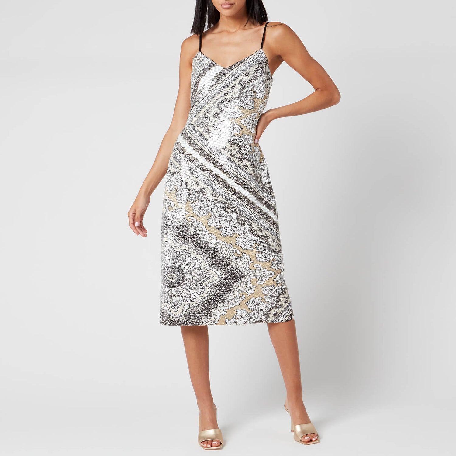 MICHAEL MICHAEL KORS Women s Scarf Bias Sequin Slip Dress Bone TheHut