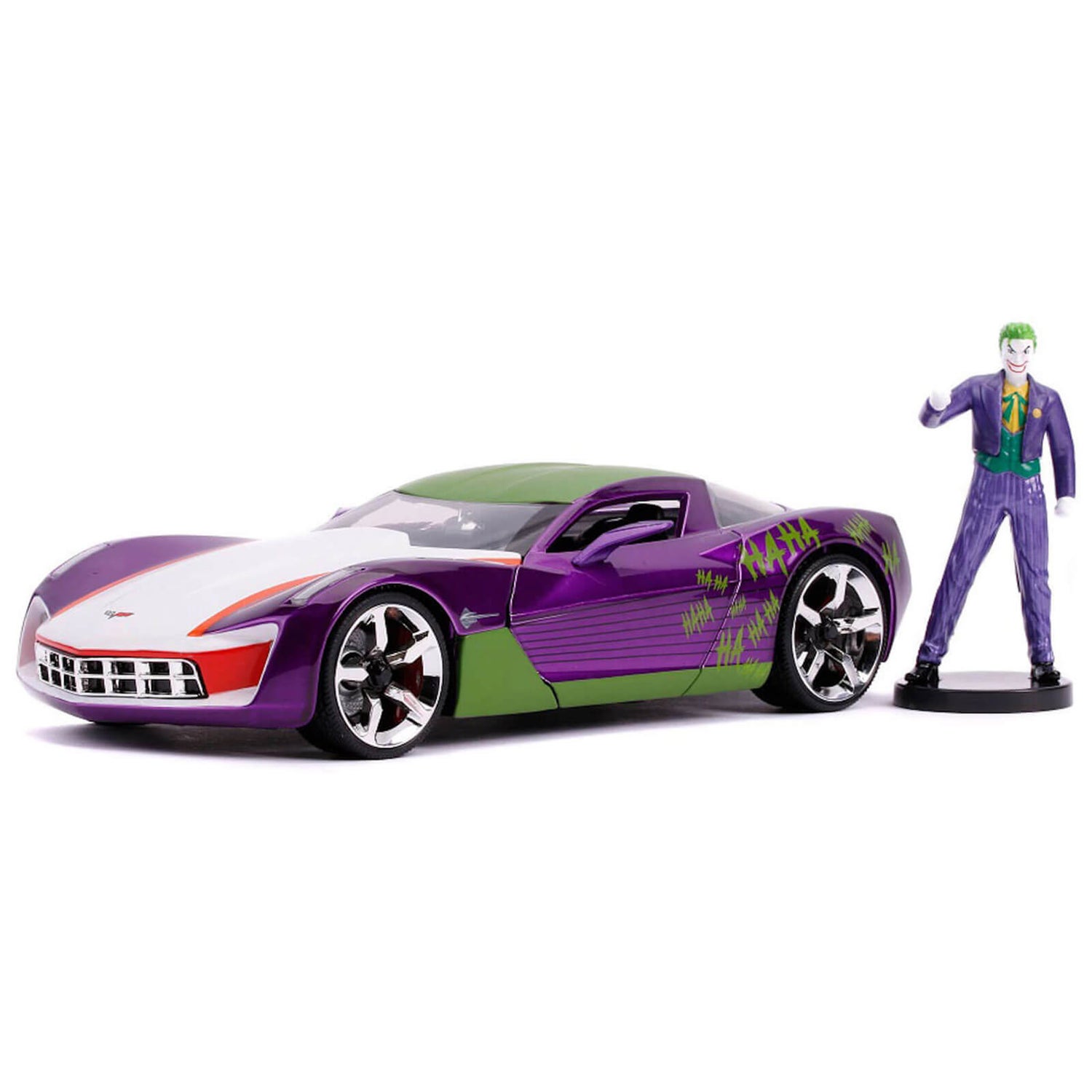 Jada Druckguss-Figur im Maßstab 1:24 2009 Corvette Stingray Koncept mit Joker Figur