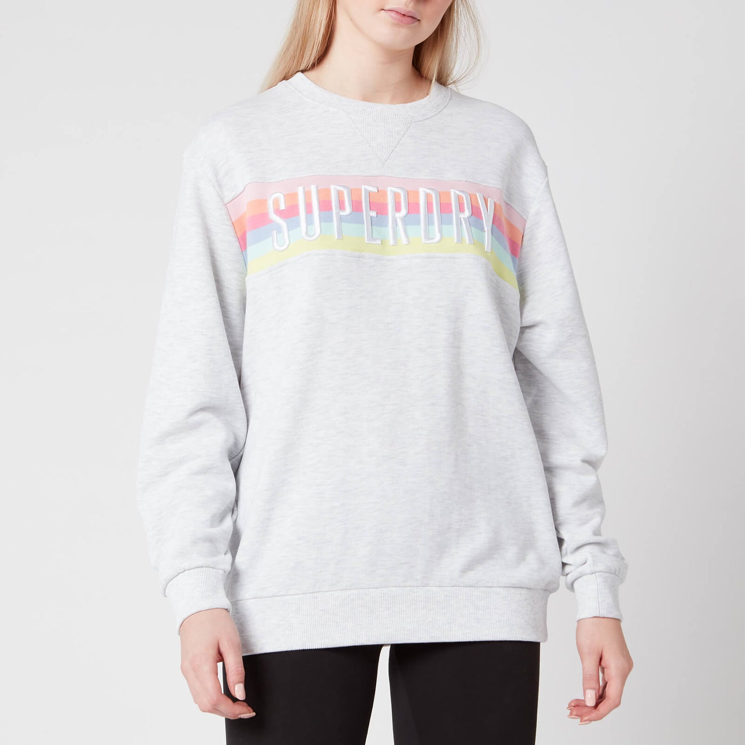Superdry Women s Rainbow Panel Crew Neck Sweatshirt Ice Marl