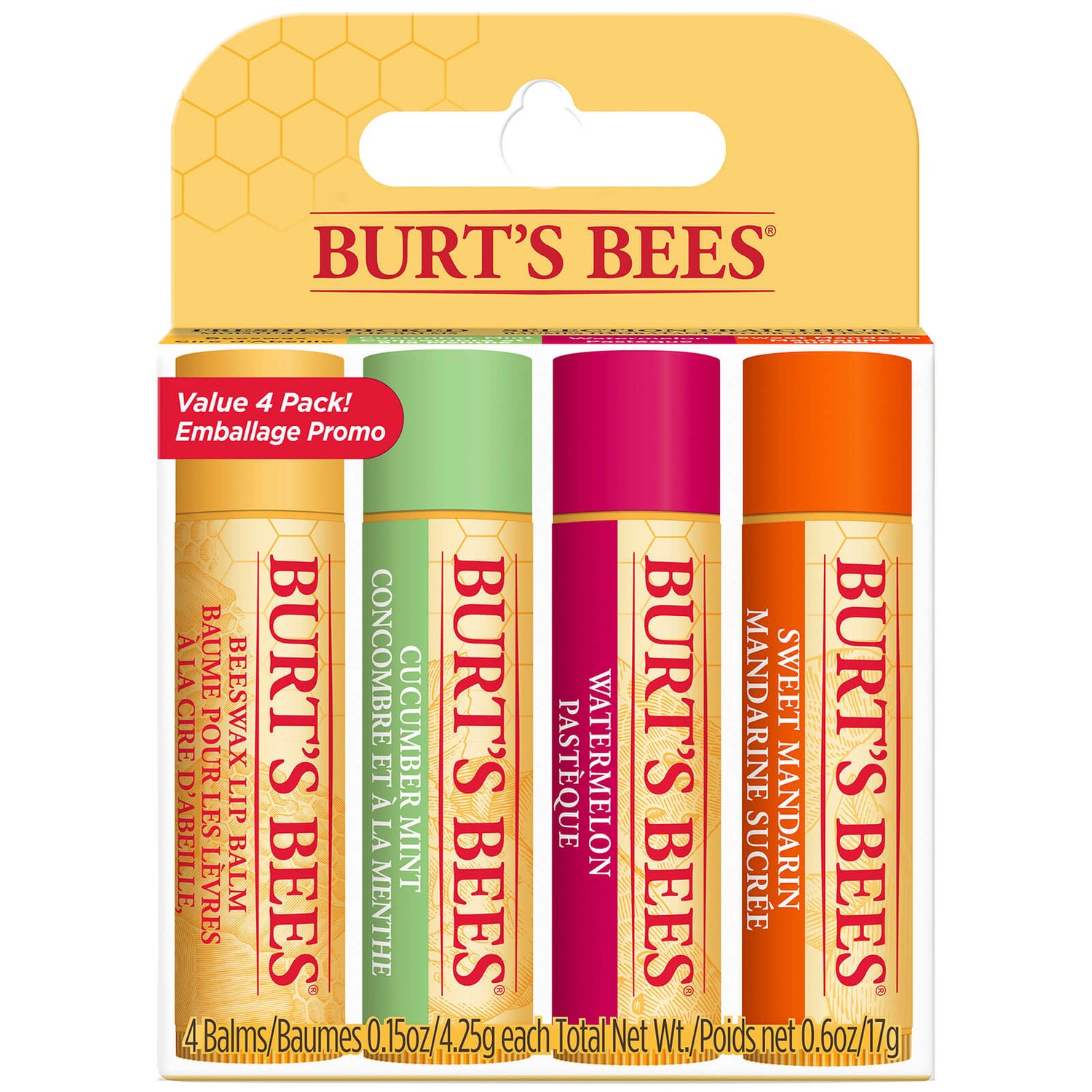 Burt's 100% Natural Moisturising Lip Balm (Pack of 4) | Koop online lookfantastic
