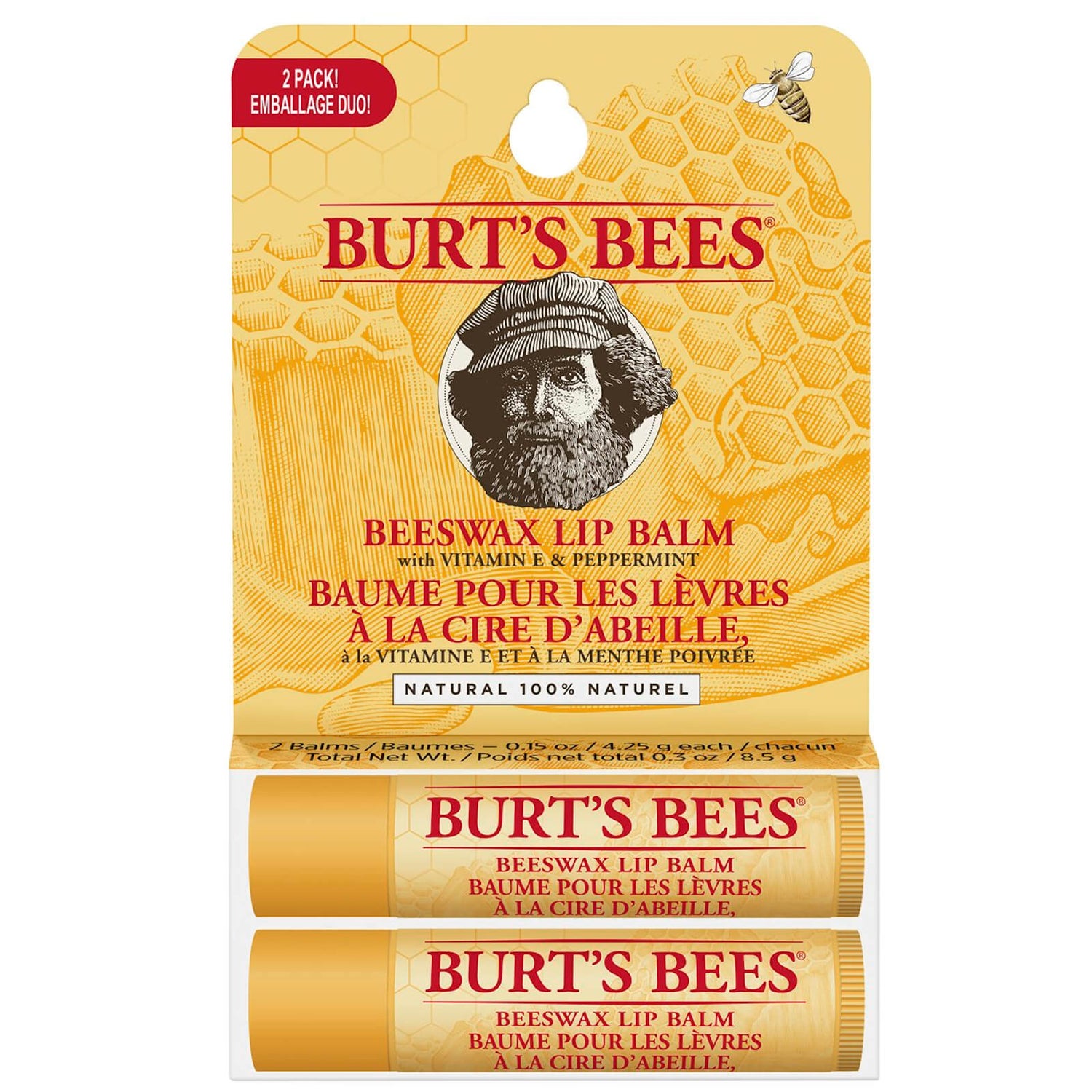 Coffret Duo baume à lèvres 100% naturel Burt's Bees à la cire d'abeille