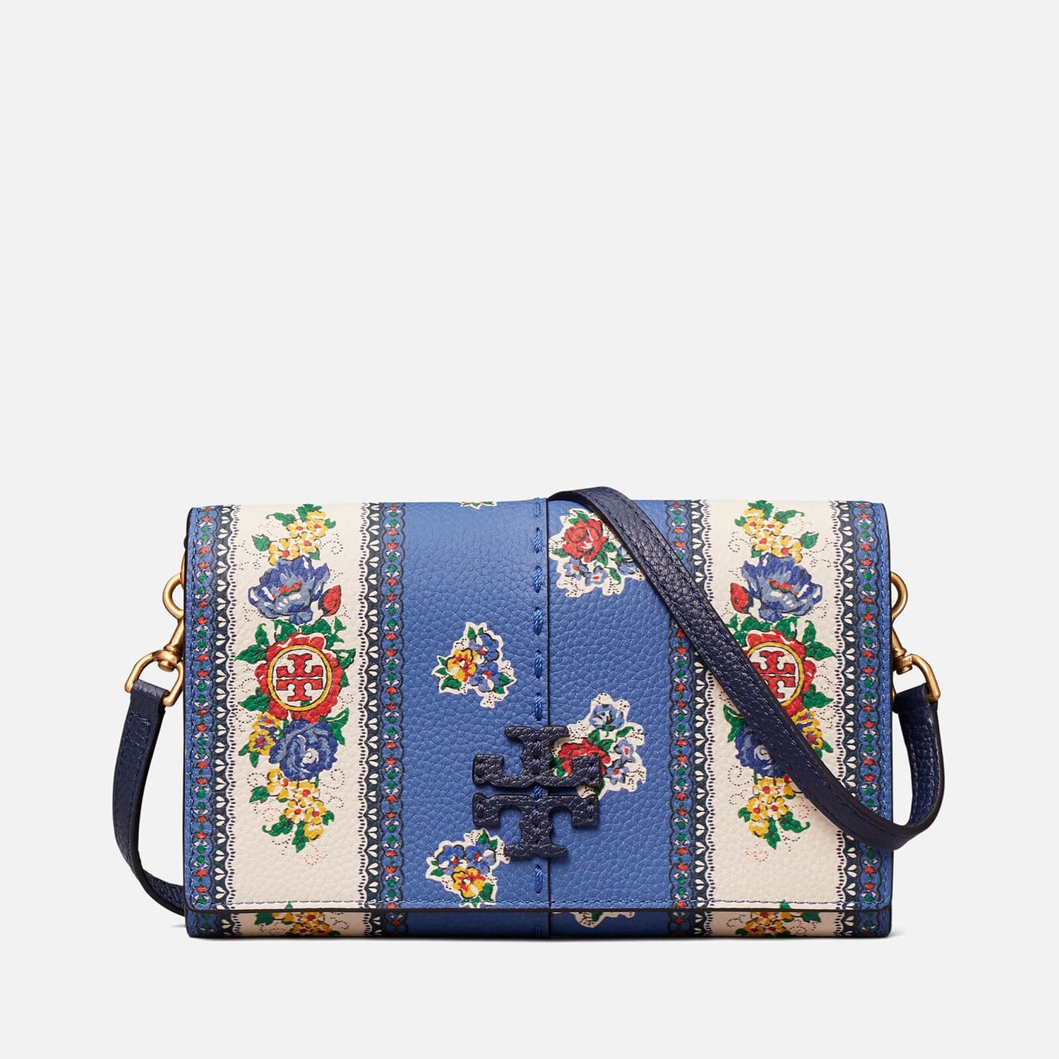 Tory Burch Women's Mcgraw Floral Wallet Cross Body Bag - Blue Tea Rose  Border | 免邮