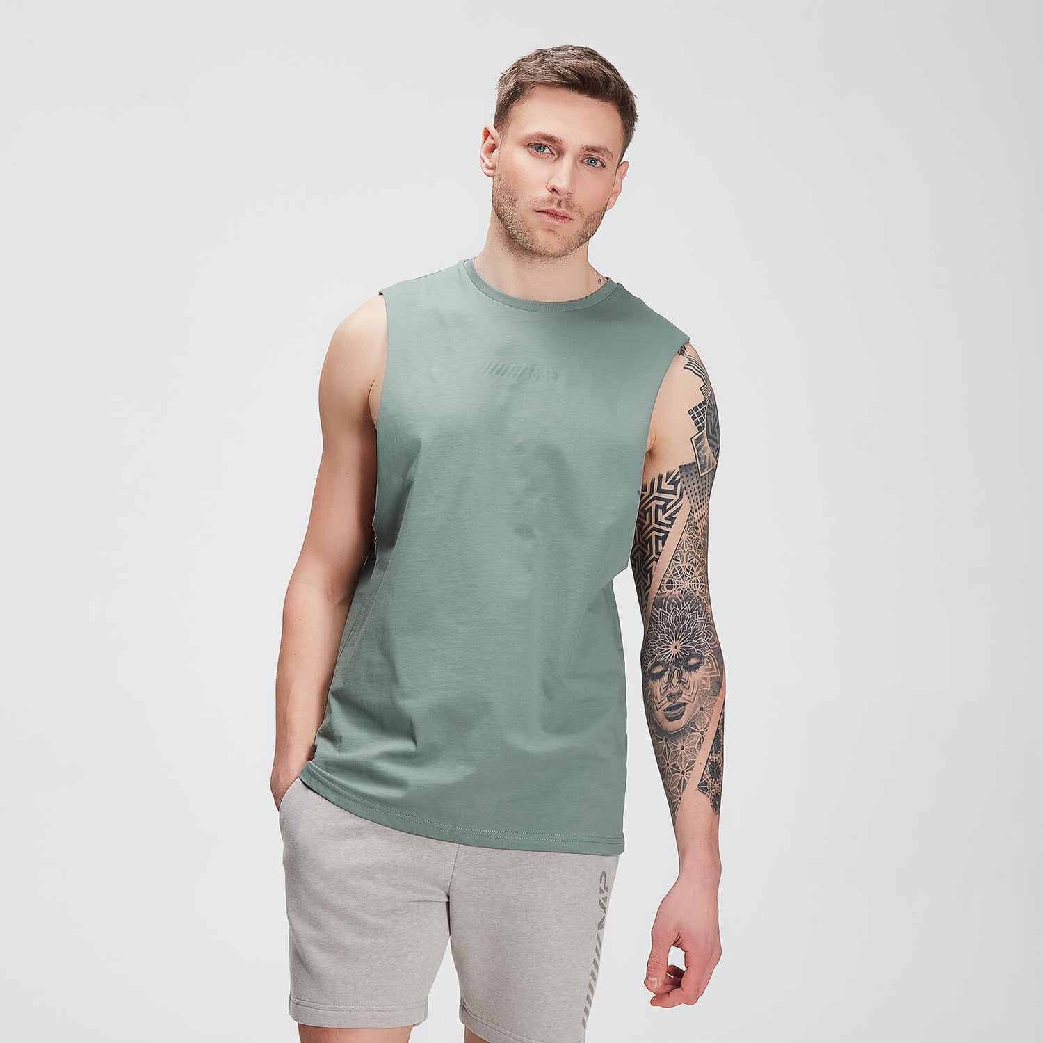 Camiseta sin mangas Tonal Graphic para hombre de MP - Verde lavado