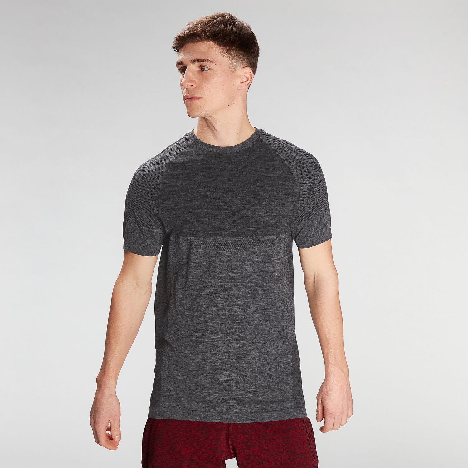 Miesten MP Essential Seamless Short Sleeve T-Shirt − Storm Grey Marl - XS