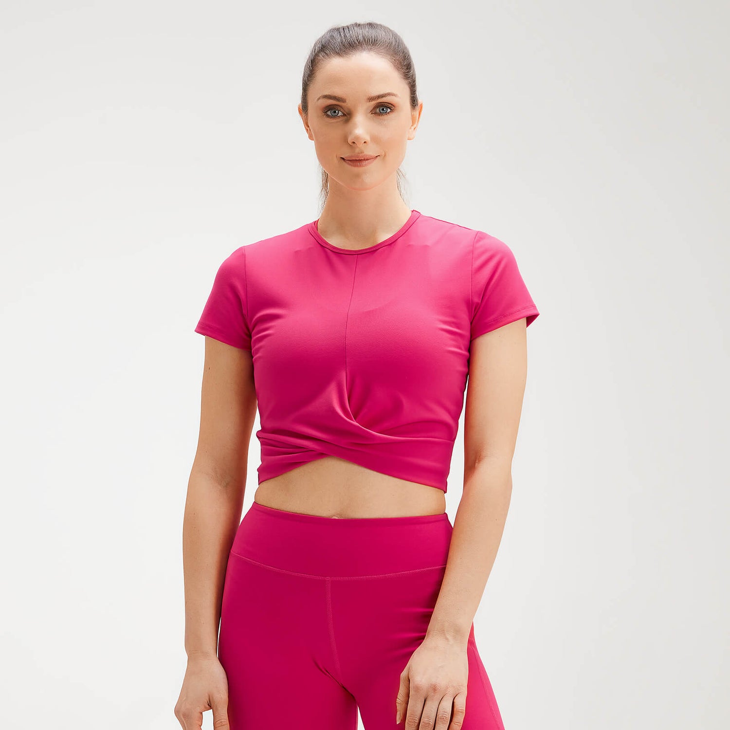 MP Women's Power Short Sleeve Crop Top - Virtual Pink - XL