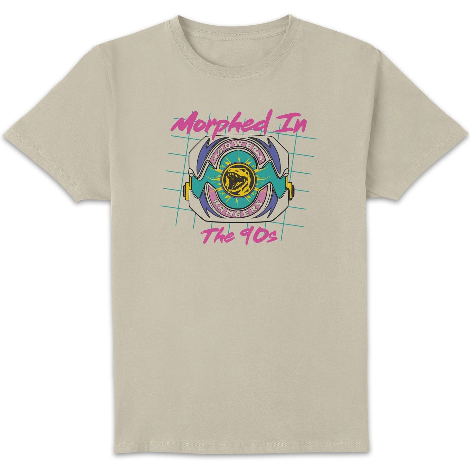 T-shirt Power Rangers Morphed Into 90's - Blanc Vintage Wash - Unisexe