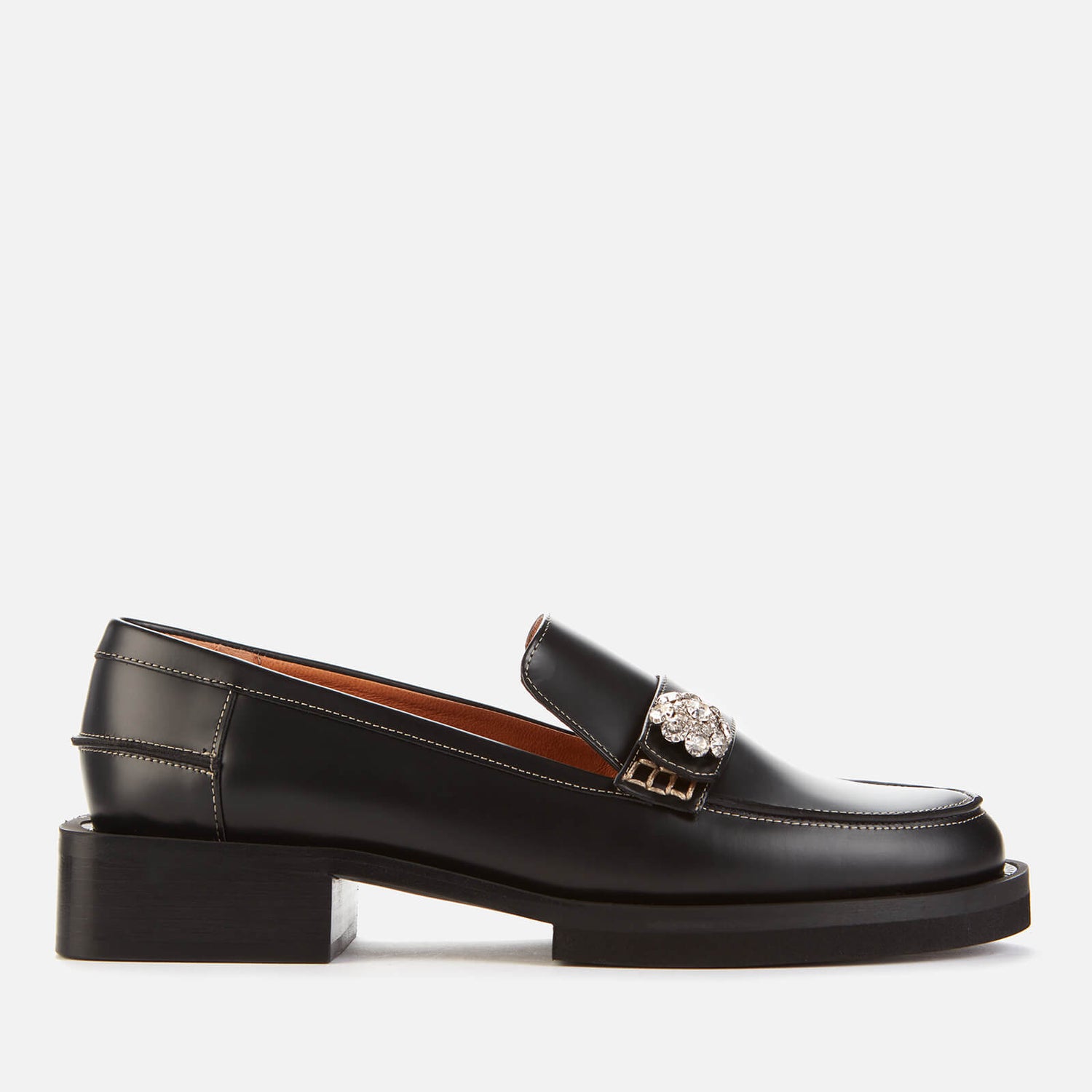 Ganni Women's Jewel Leather Loafers - Black - UK 3