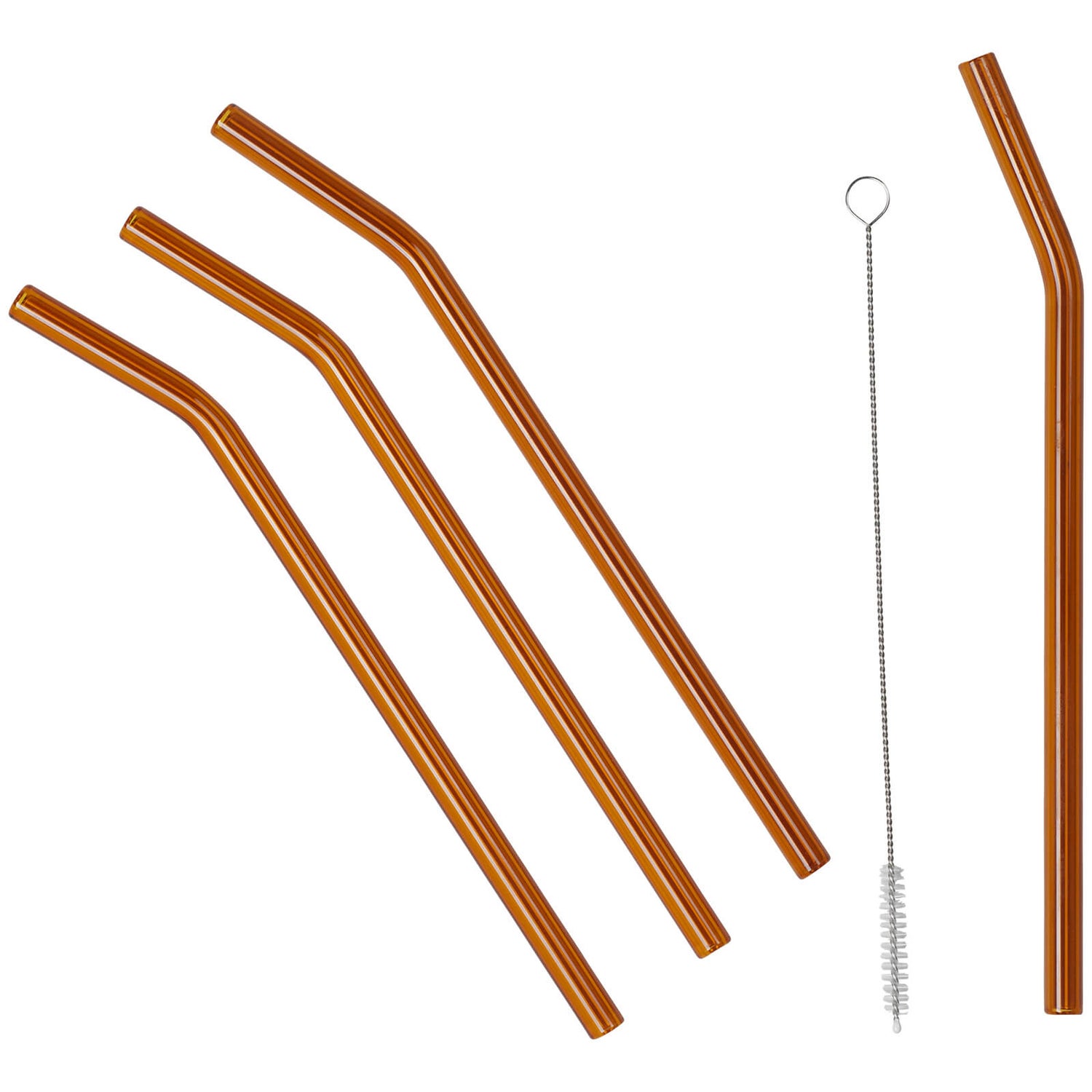 Broste Copenhagen Glass Straw - Set of 4 - Tan