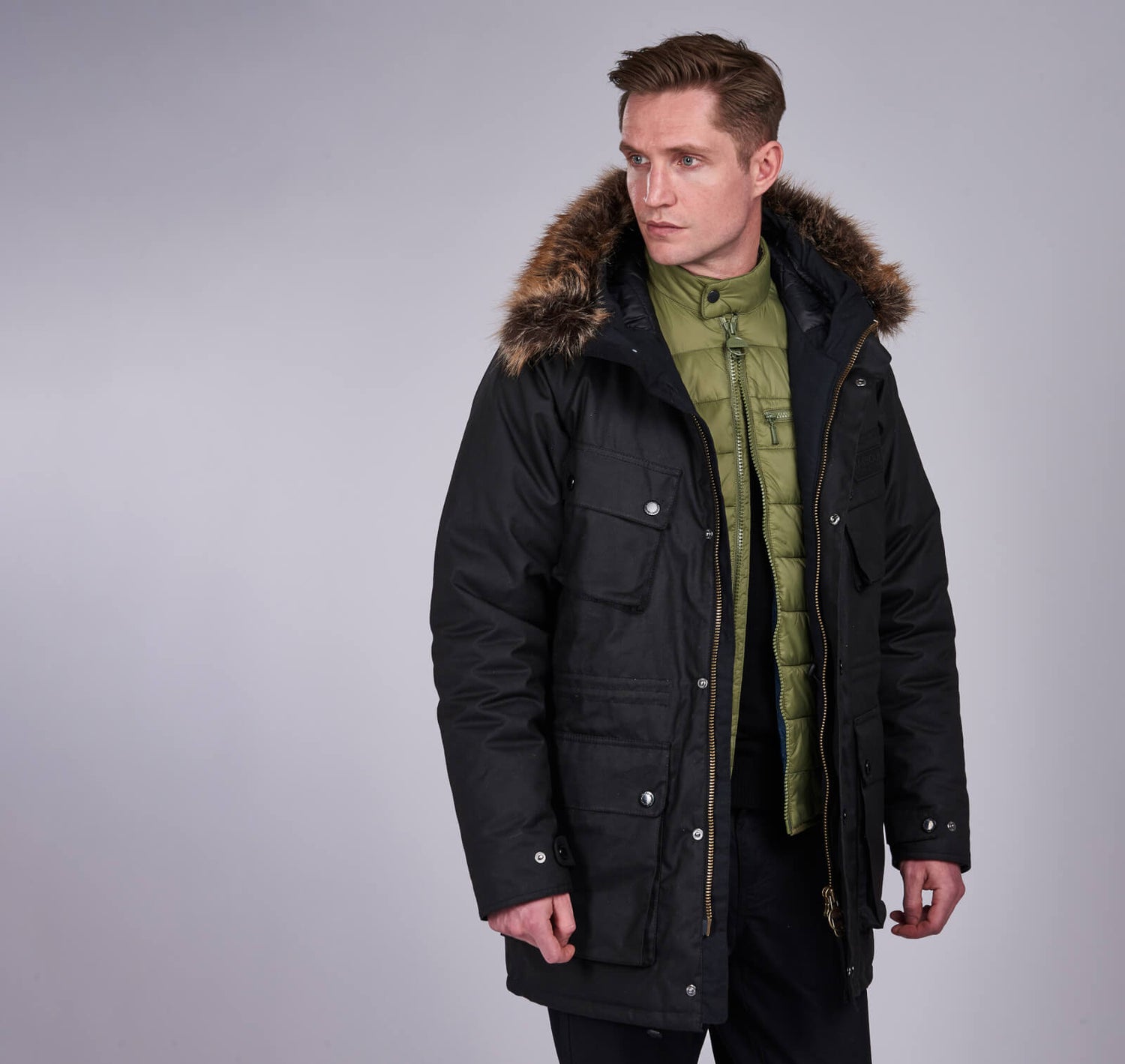 Barbour international race wax parka jacket outlet