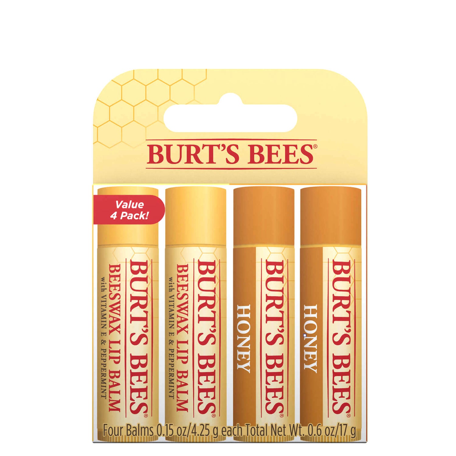 Pack de 4 Bálsamos labiales Cera de abejas y Miel