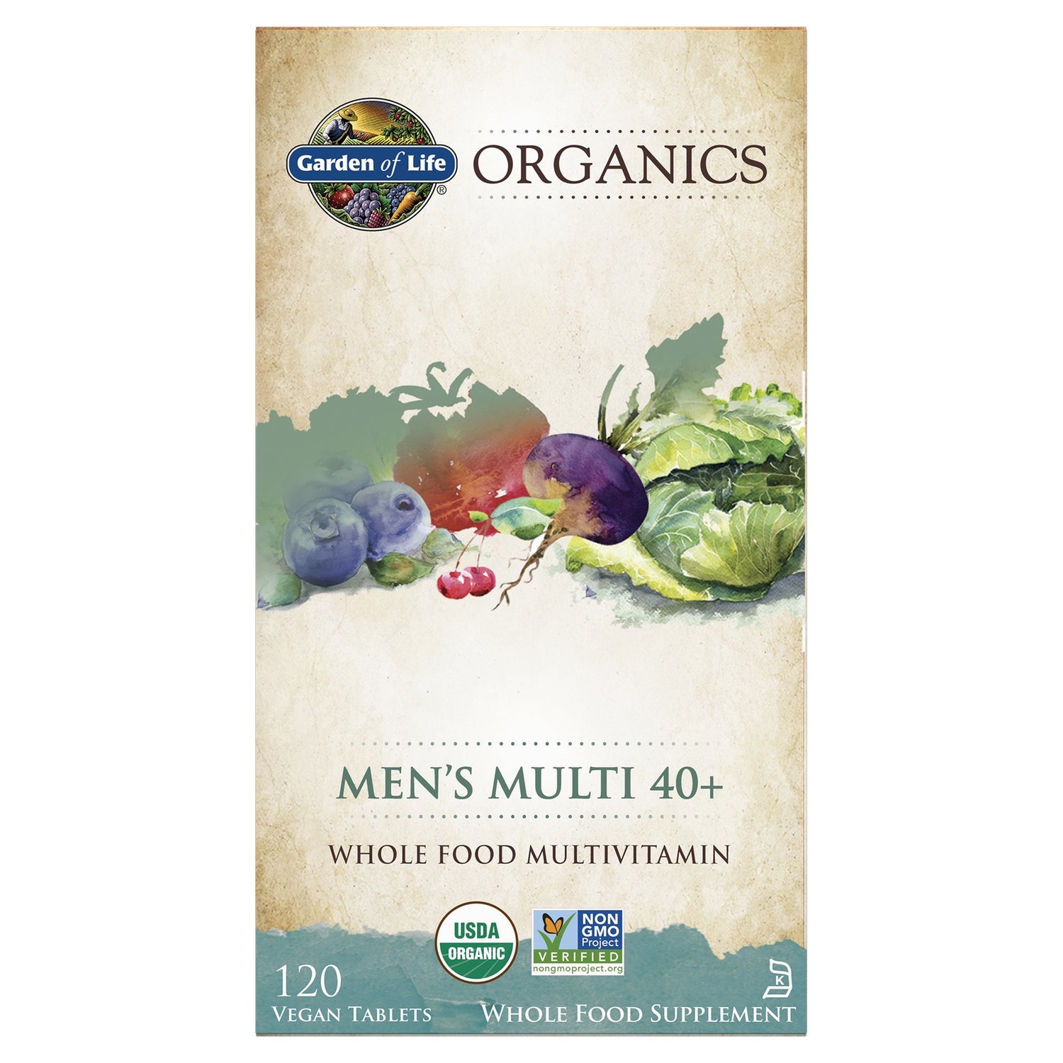 Comprimidos multivitaminas para hombre +40 Organics - 120 comprimidos