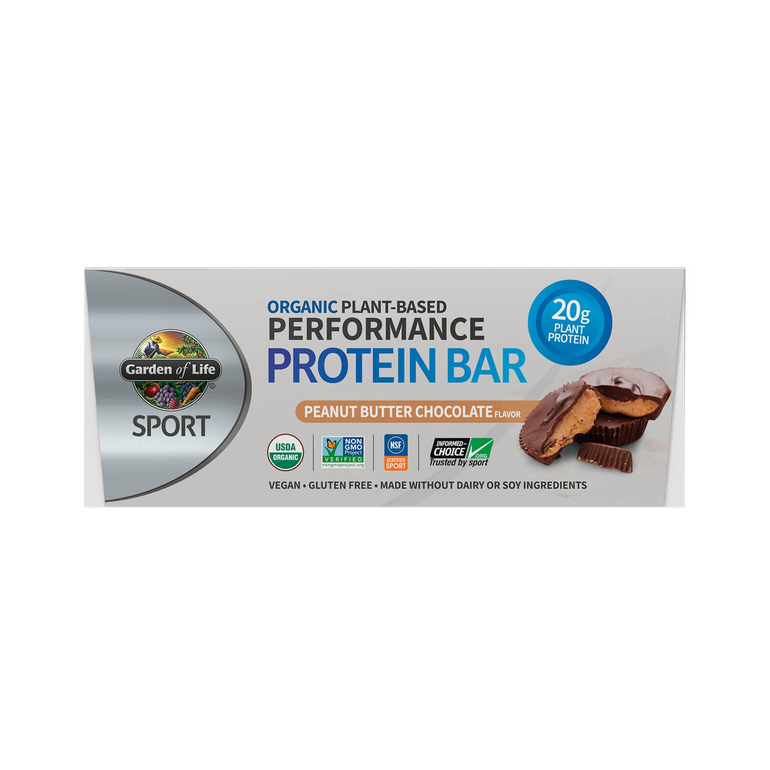 Barrita de proteína vegetal ecologica Sport - Mantequilla de cacahuete y chocolate - 12 barritas