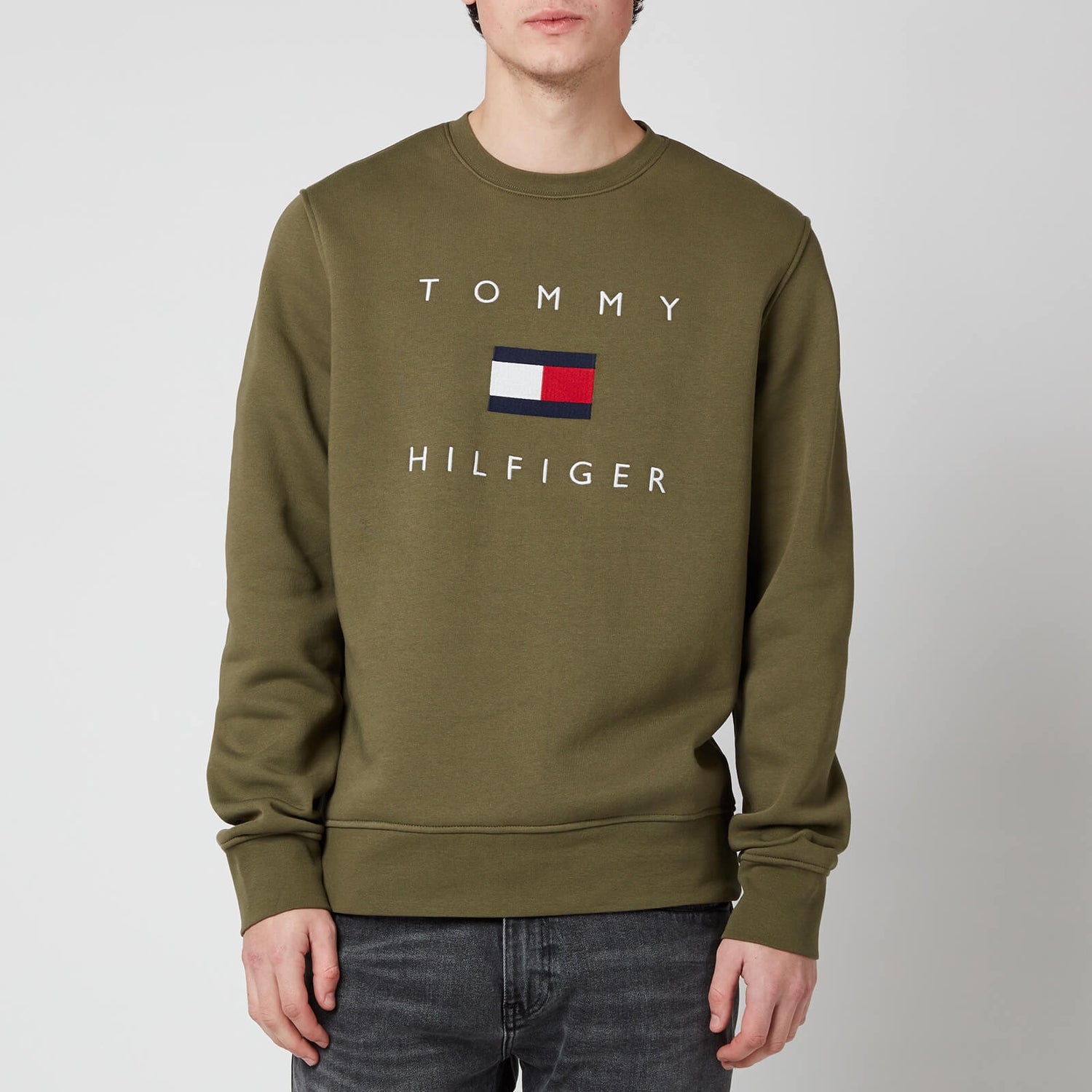 Tommy Hilfiger Men s Flag Sweatshirt Utility Olive TheHut