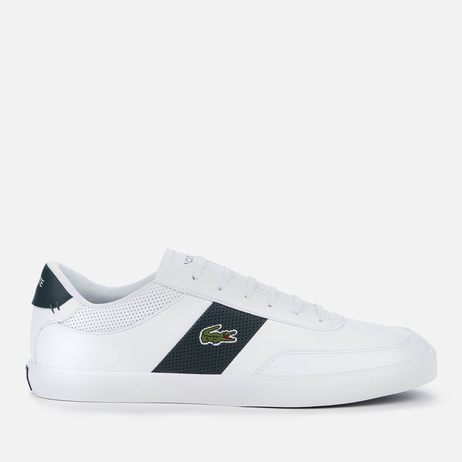 Lacoste Men's Court-Master 0120 1 Leather Vulcanised Trainers - White/Dark Green